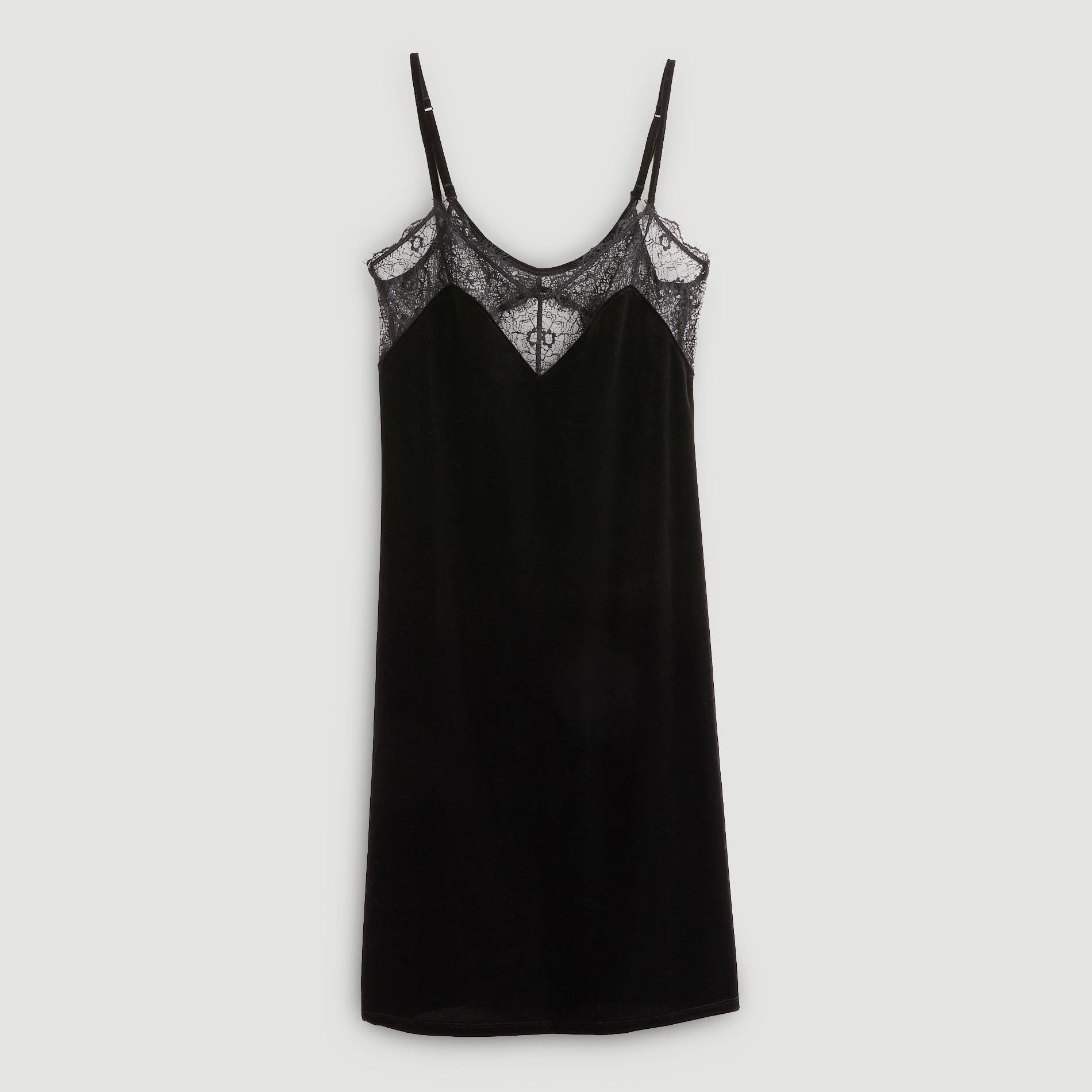 Combinette en velours et dentelle, Noir, large image number 2