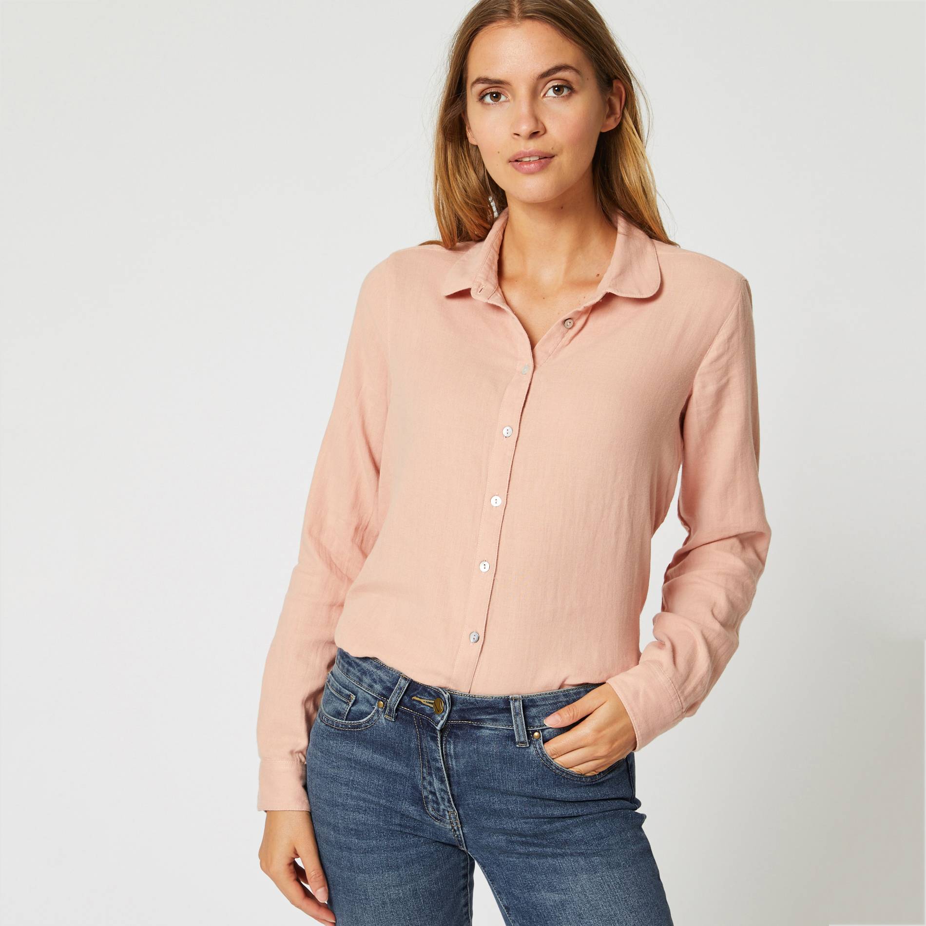 Chemise manches longues en coton BIO, Bois de rose, large image number 0
