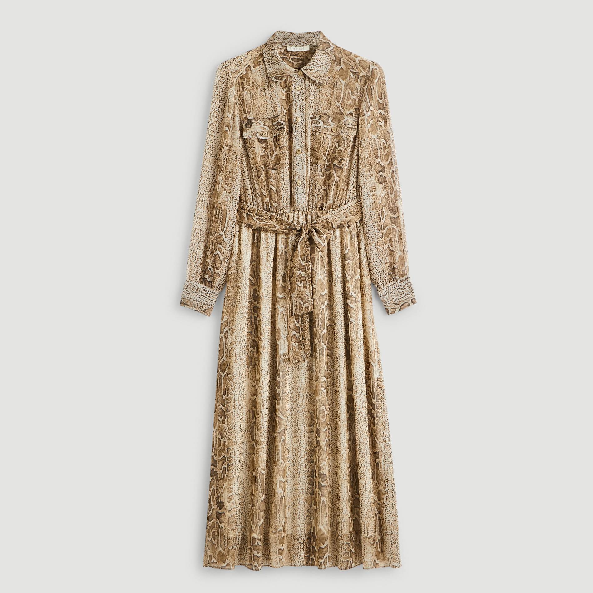 Robe chemise polyster recycle motif python, Gris moyen, large image number 2