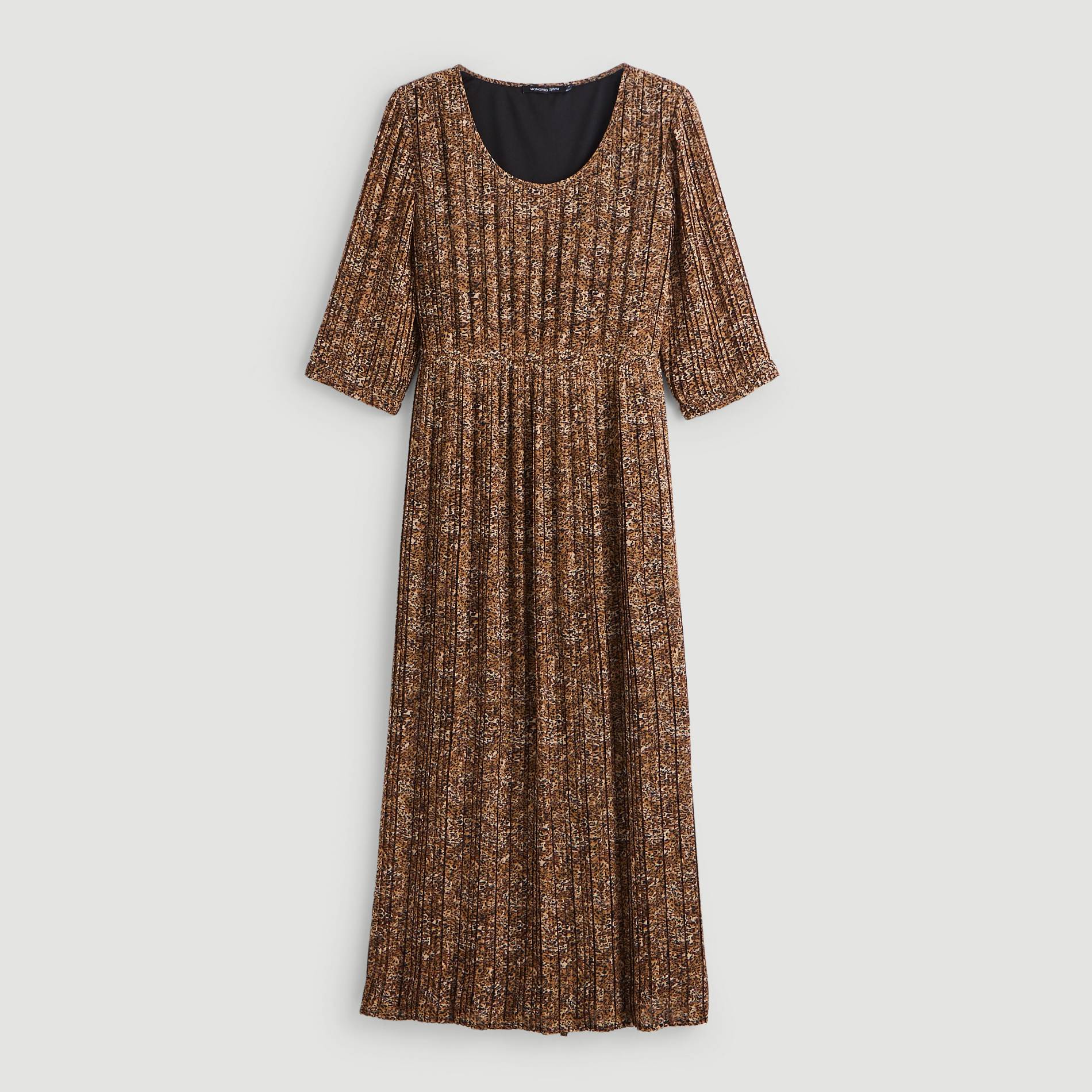 Robe plissee motif leopard, Brun clair, large image number 2