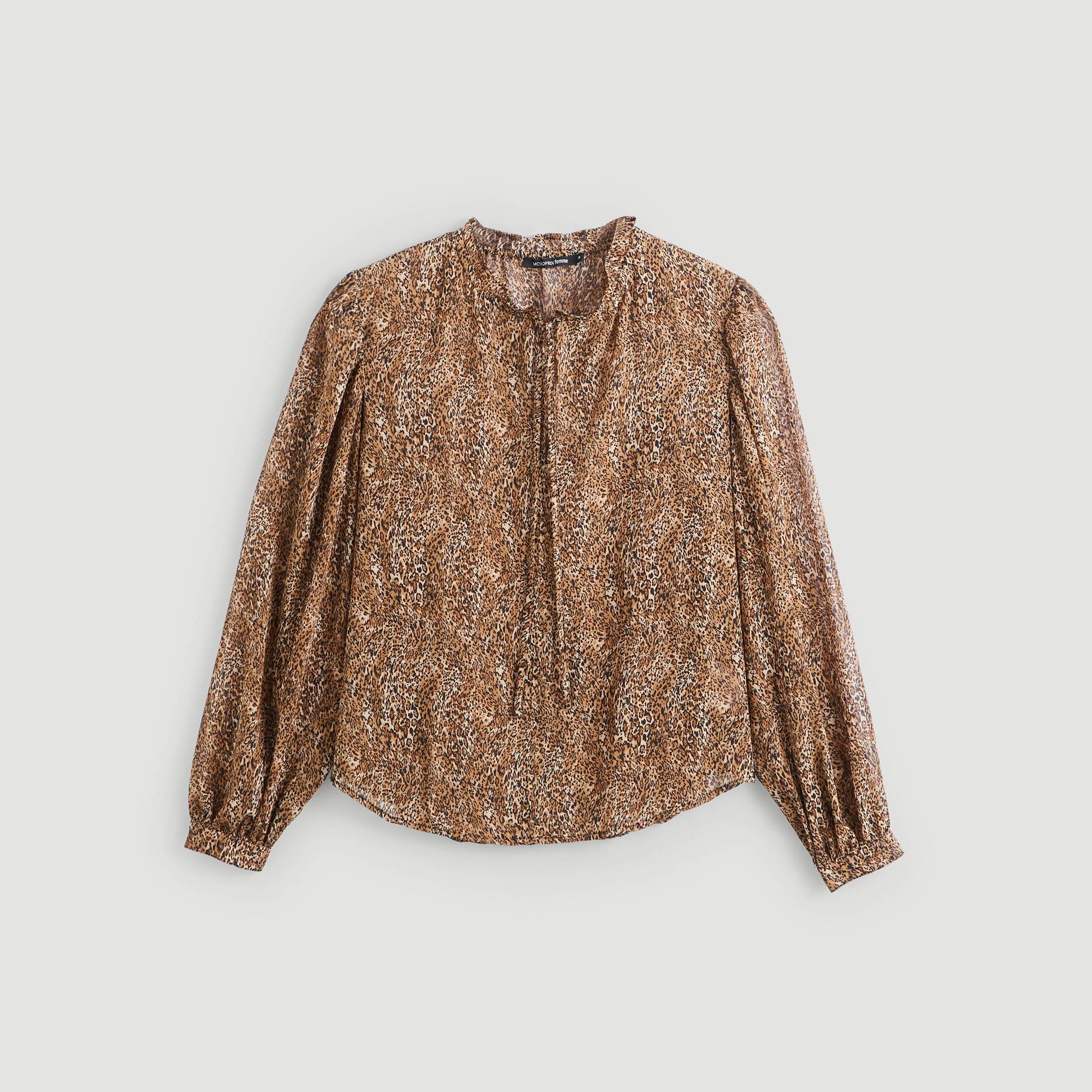Blouse imprimé léopard, Brun clair, large image number 2