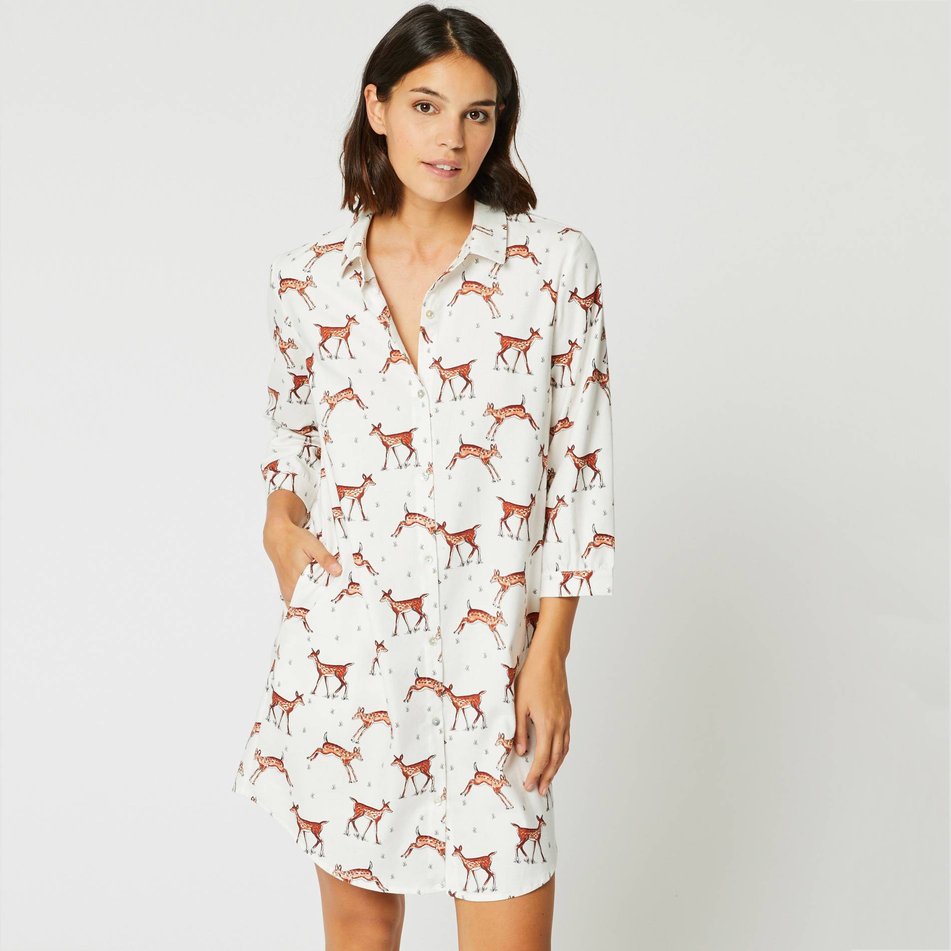 Chemise de nuit imprimee, Blanc, large image number 0.0