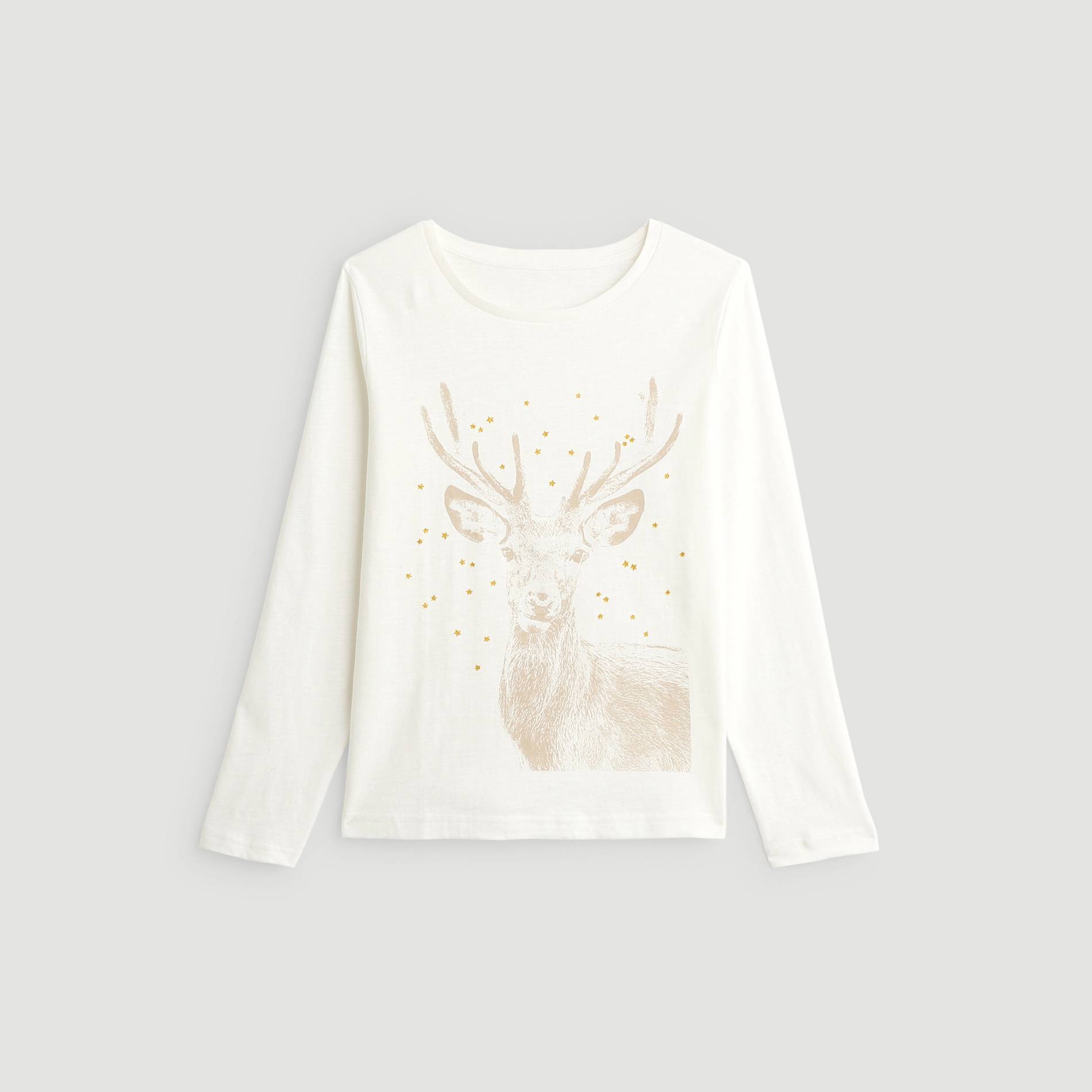 T-shirt manches longues imprime, Ecru, large image number 0