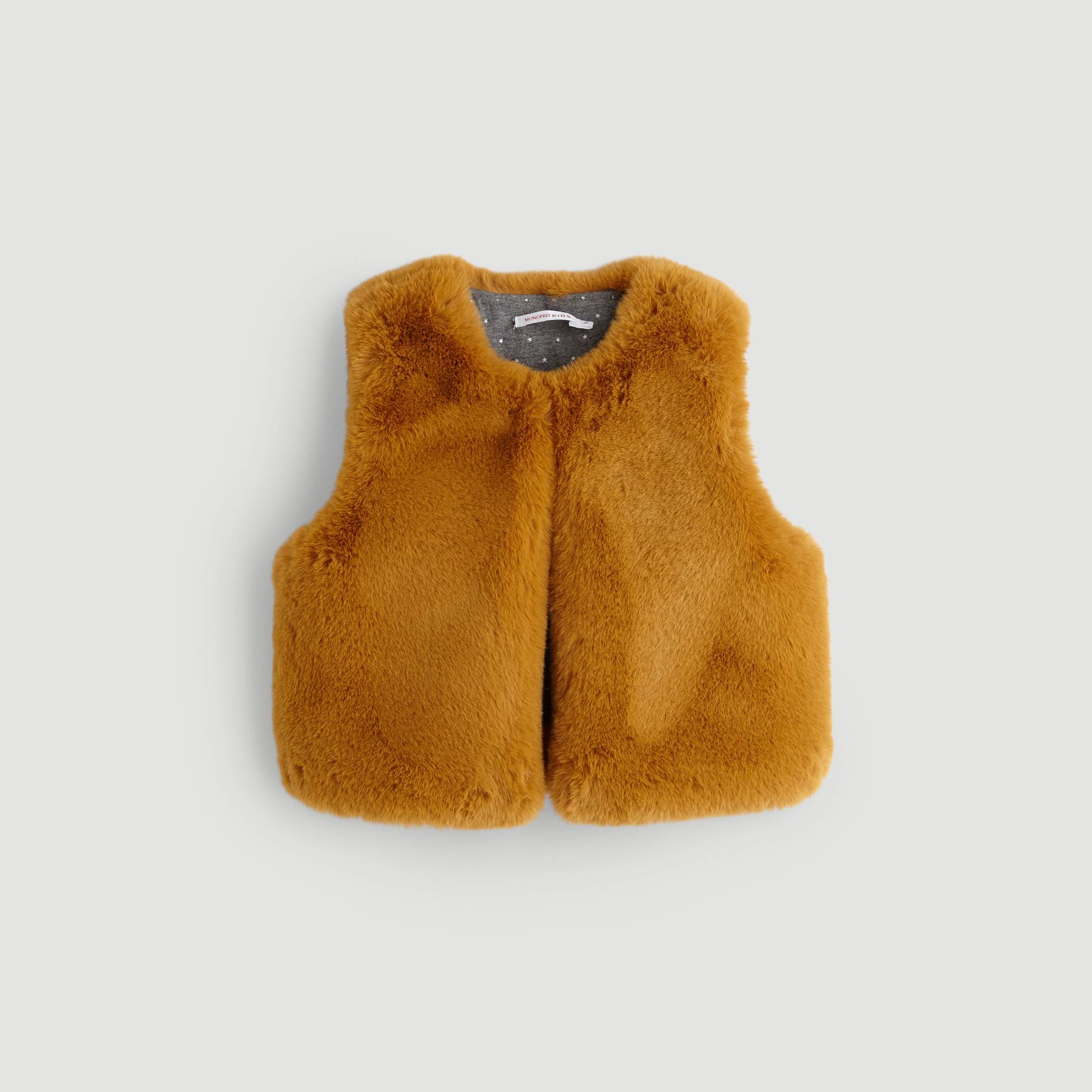 Gilet sans manches fausse fourrure, Safran, large image number 0.0