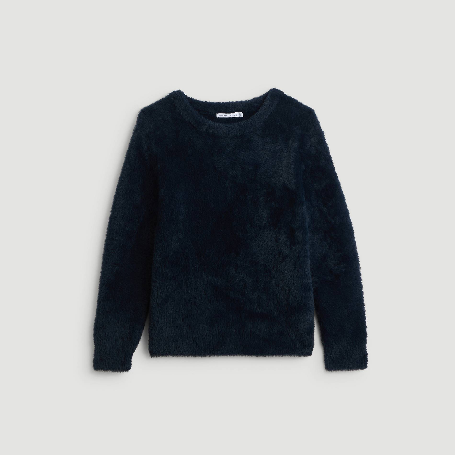Pull poilu, Bleu marine, large image number 1