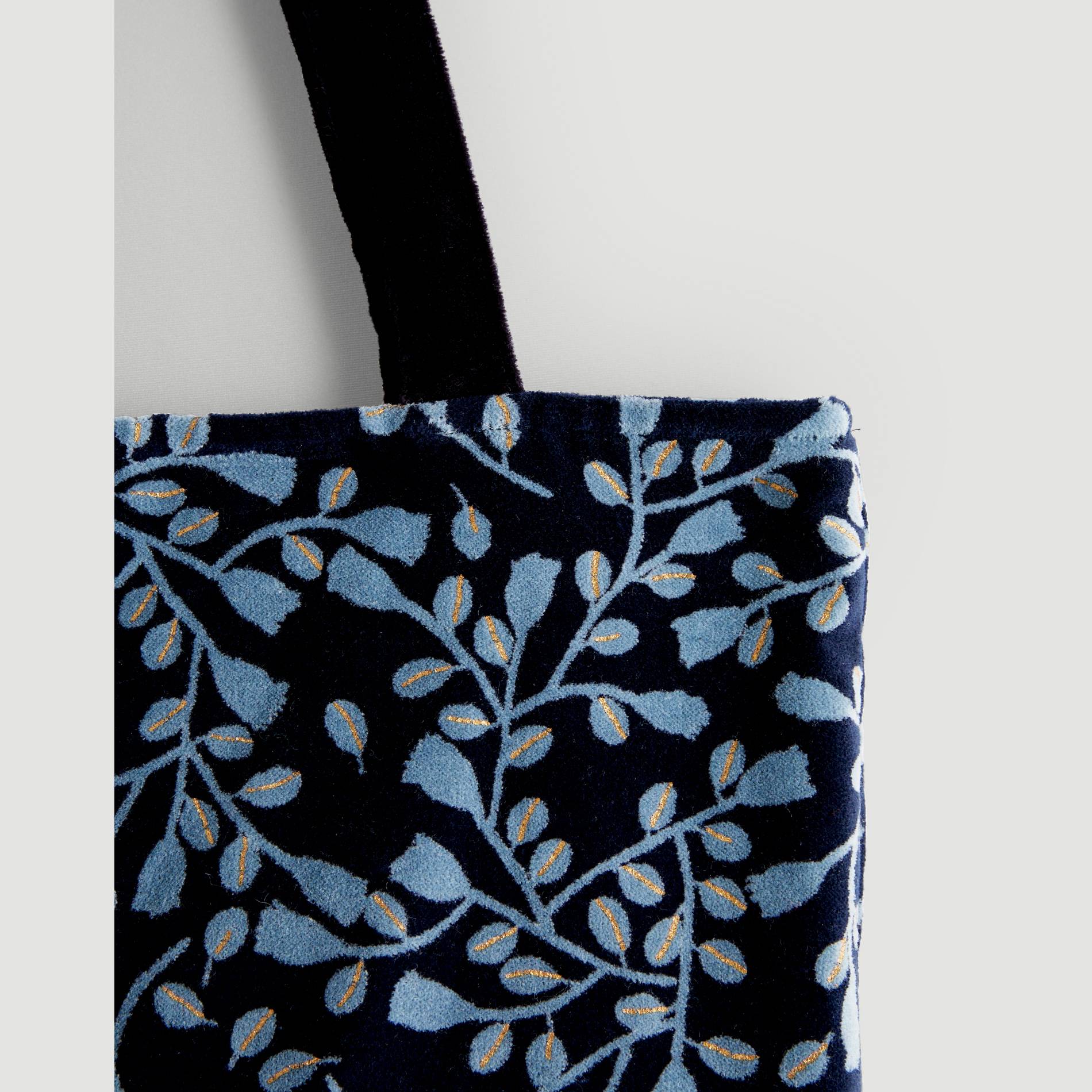 Tote bag imprime en velours, Bleu marine, large image number 2