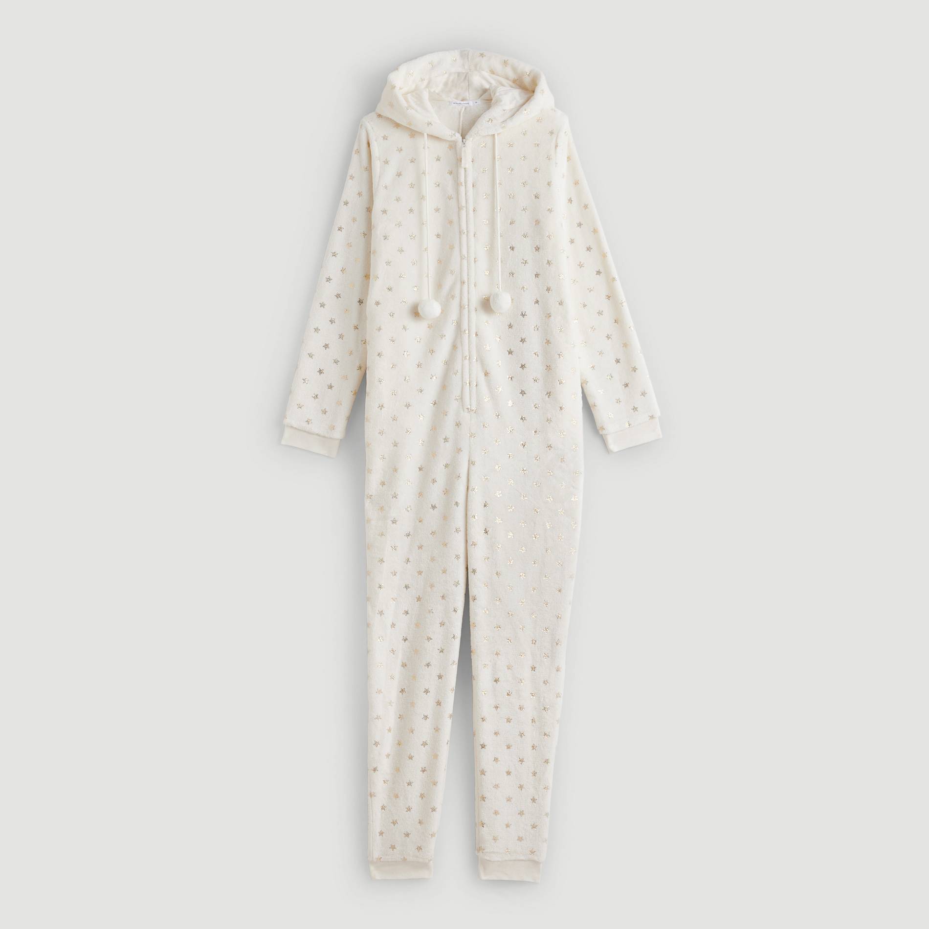 Combinaison doudou imprime etoiles, Ecru, large image number 2.0