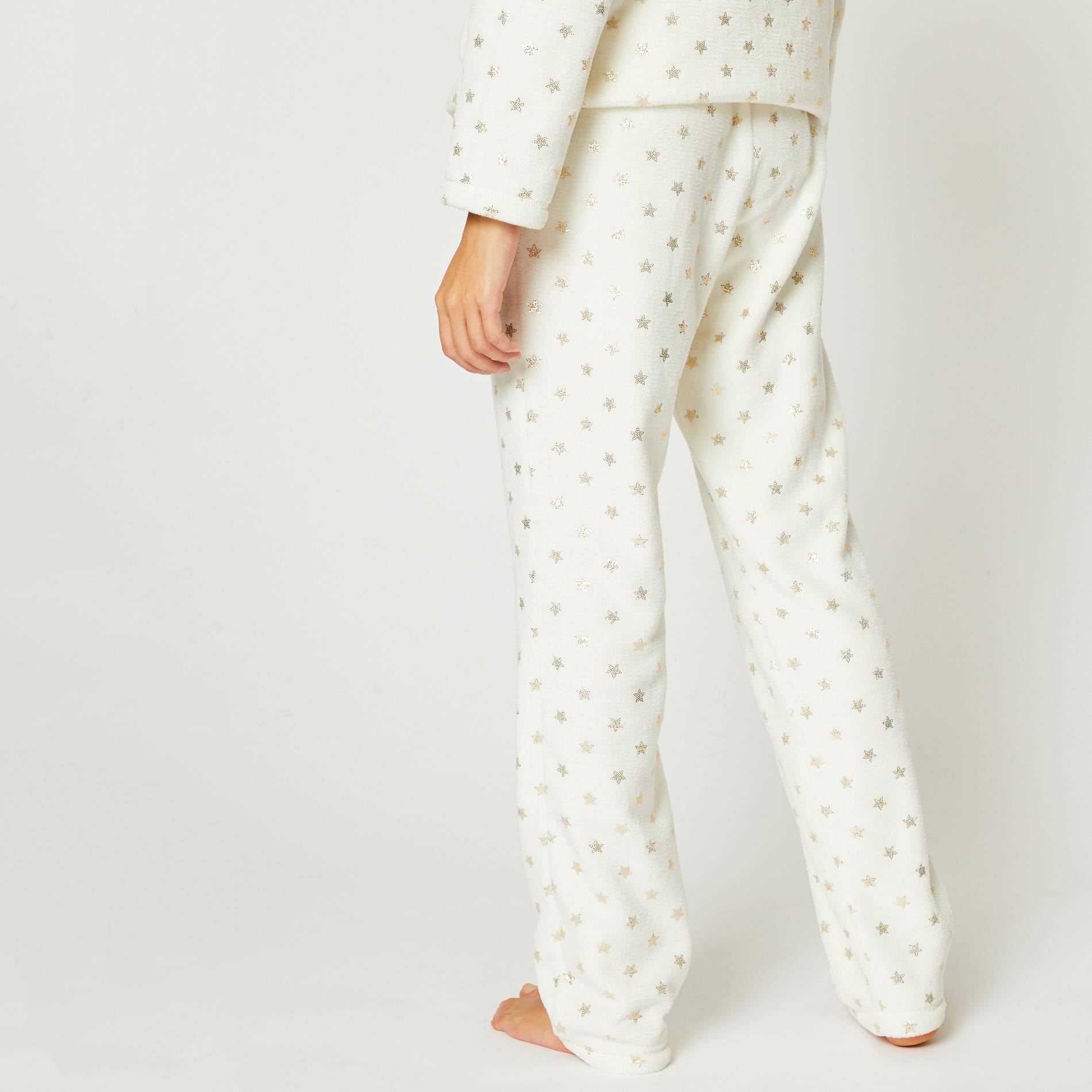 Pantalon doudou imprime etoiles, Ecru, large image number 1.0