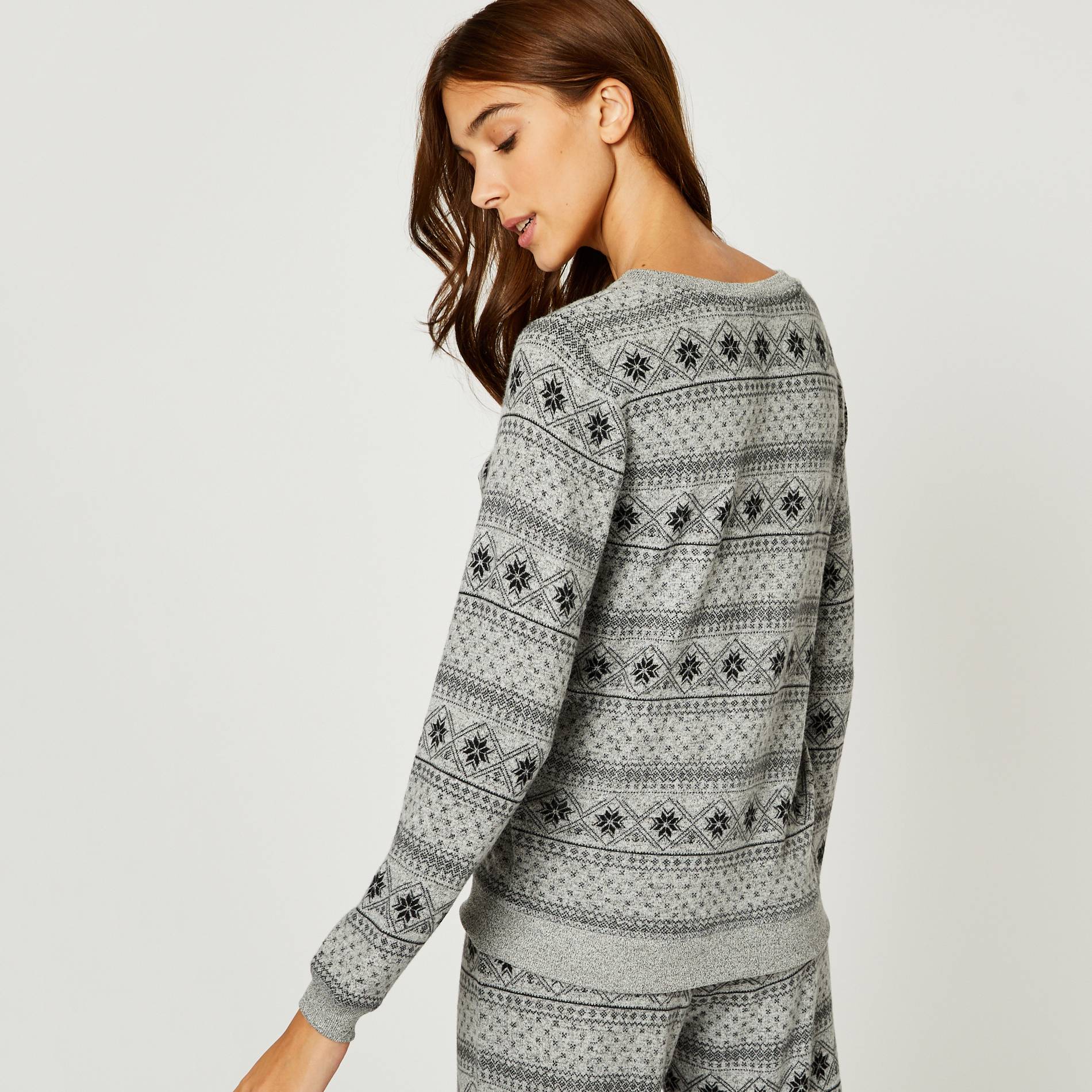 Sweat en doudou imprime, Gris moyen, large image number 1