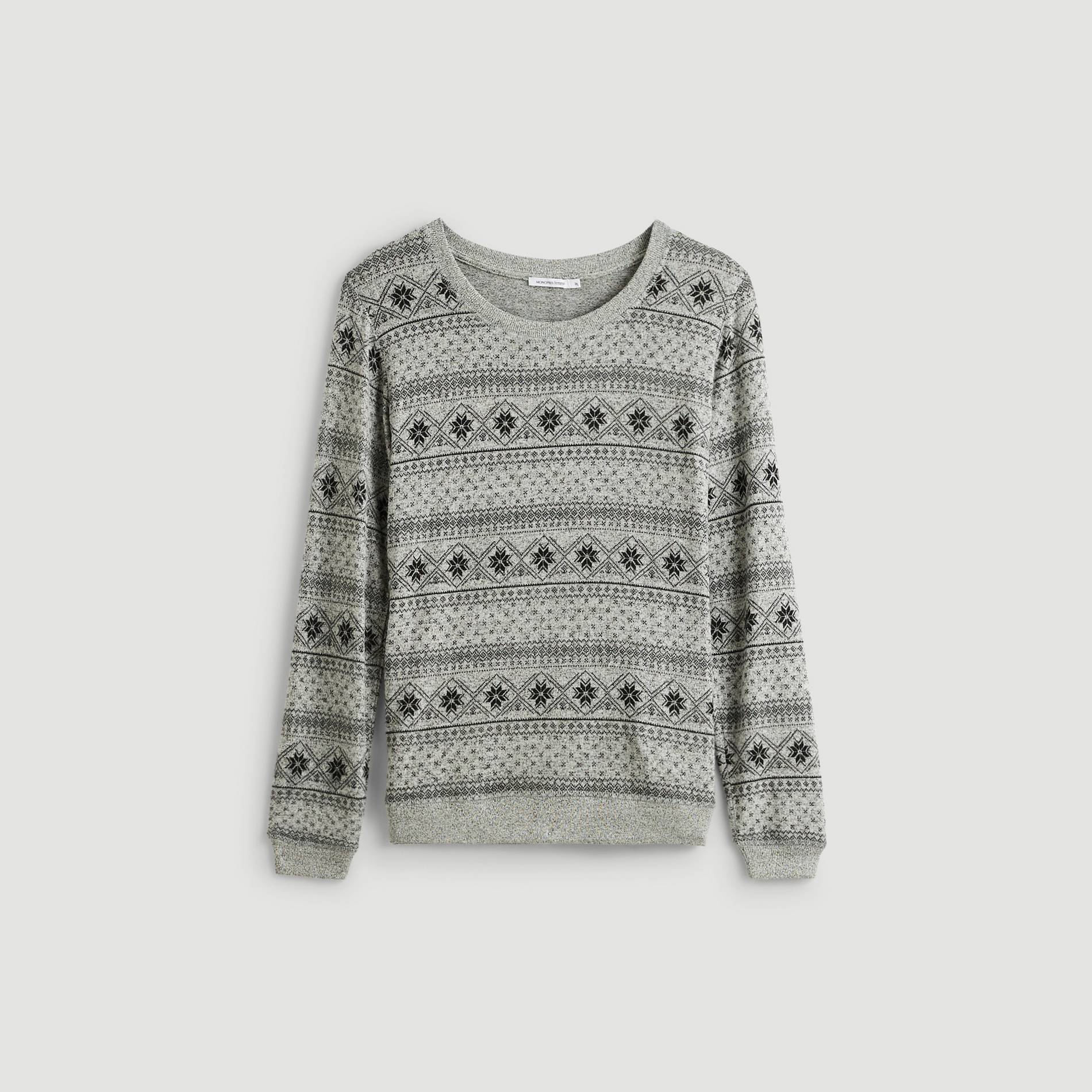 Sweat en doudou imprime, Gris moyen, large image number 2.0