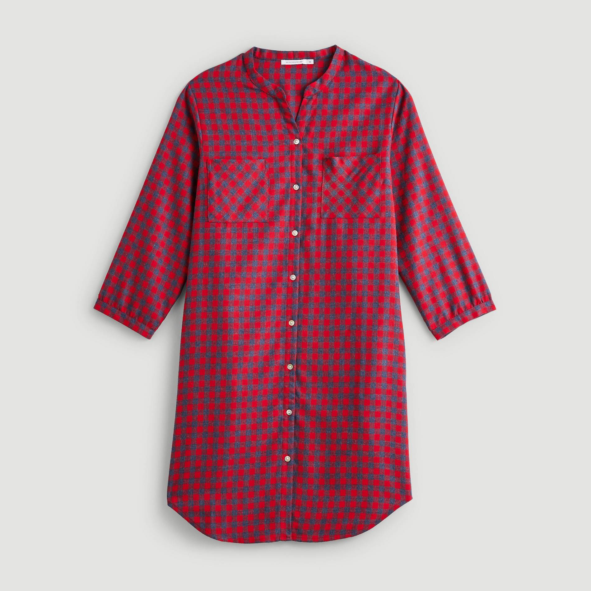 Chemise de nuit a carreaux, Indigo, large image number 2.0