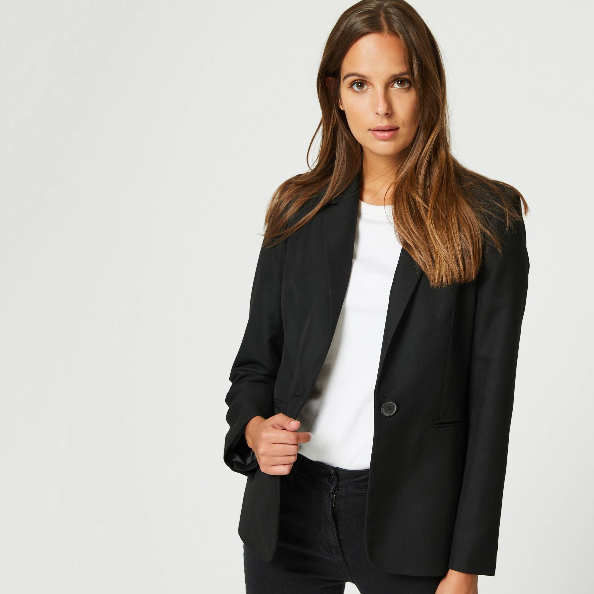 Blazer uni, Noir, large image number 0.0