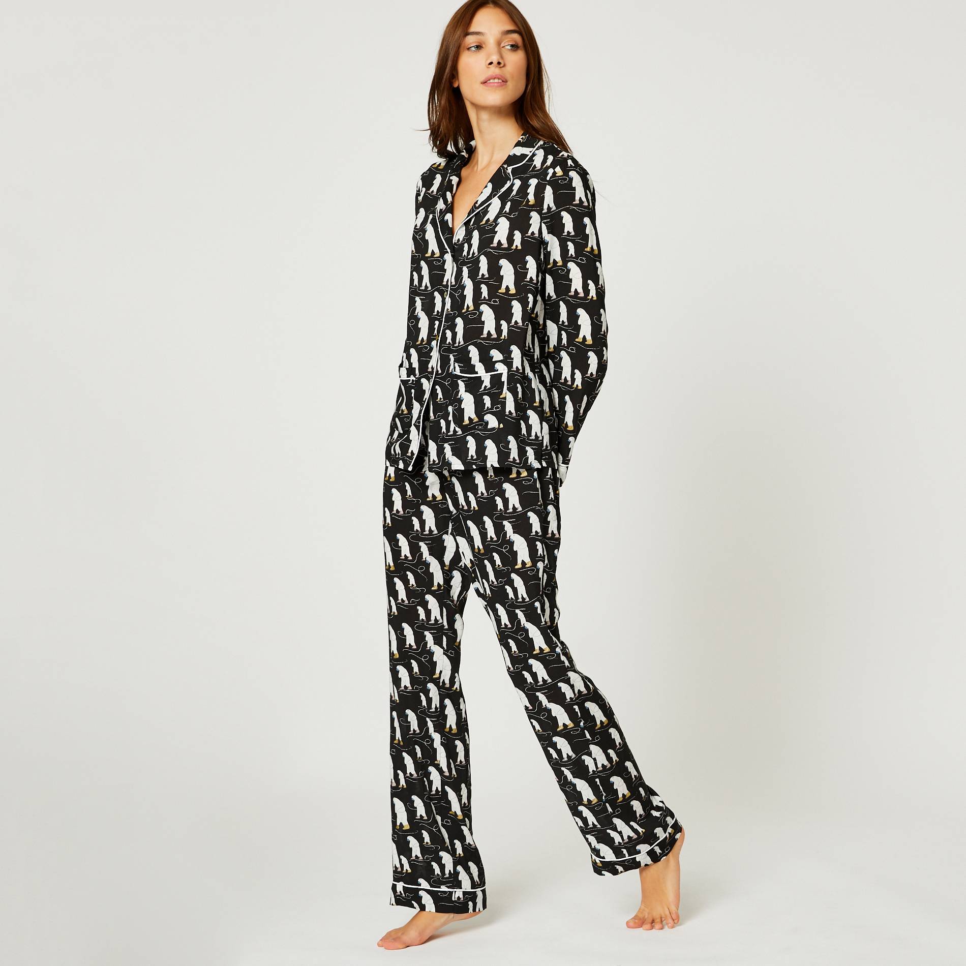 Pyjama imprime, Noir, large image number 0.0