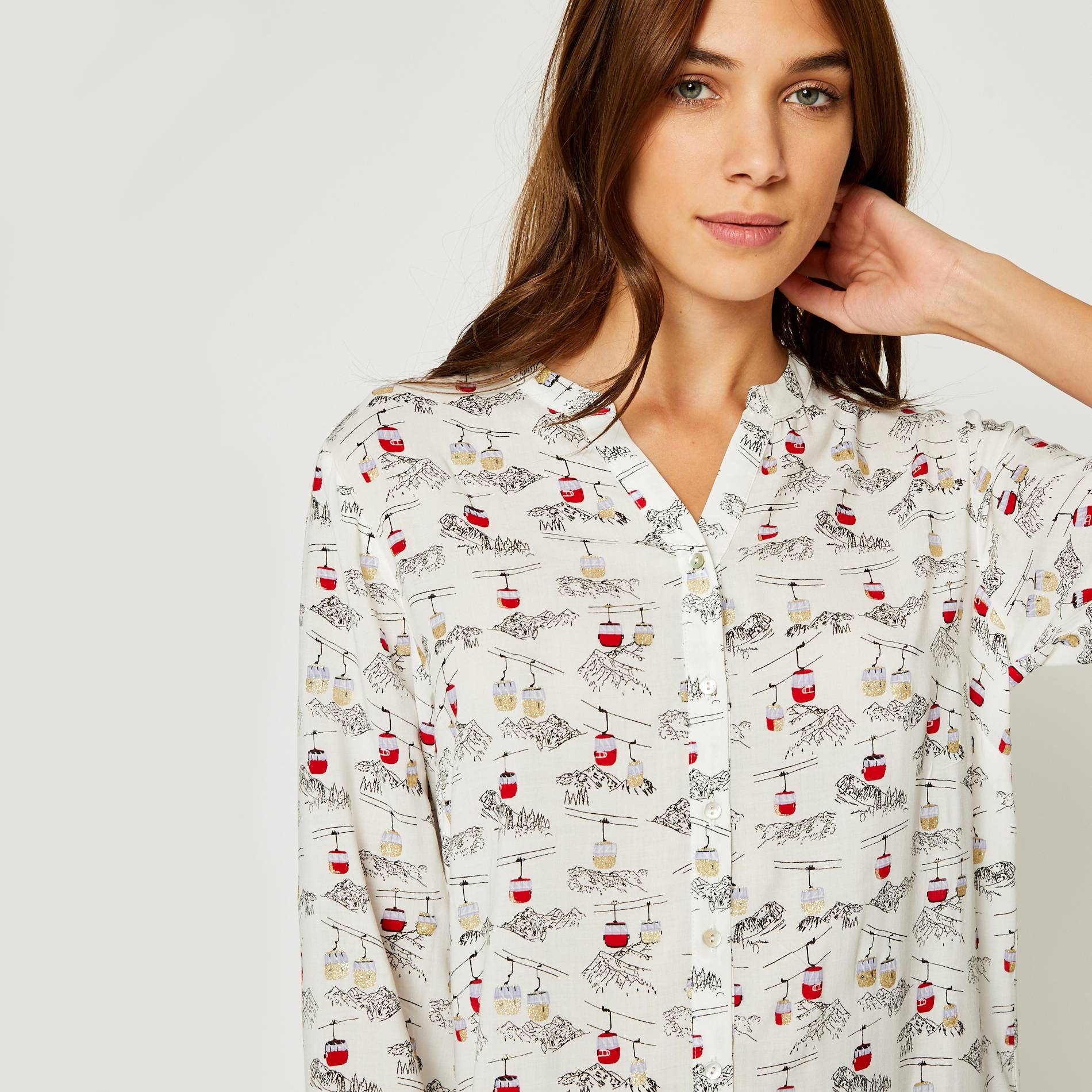 Chemise de nuit imprimee, Blanc, large image number 0.0