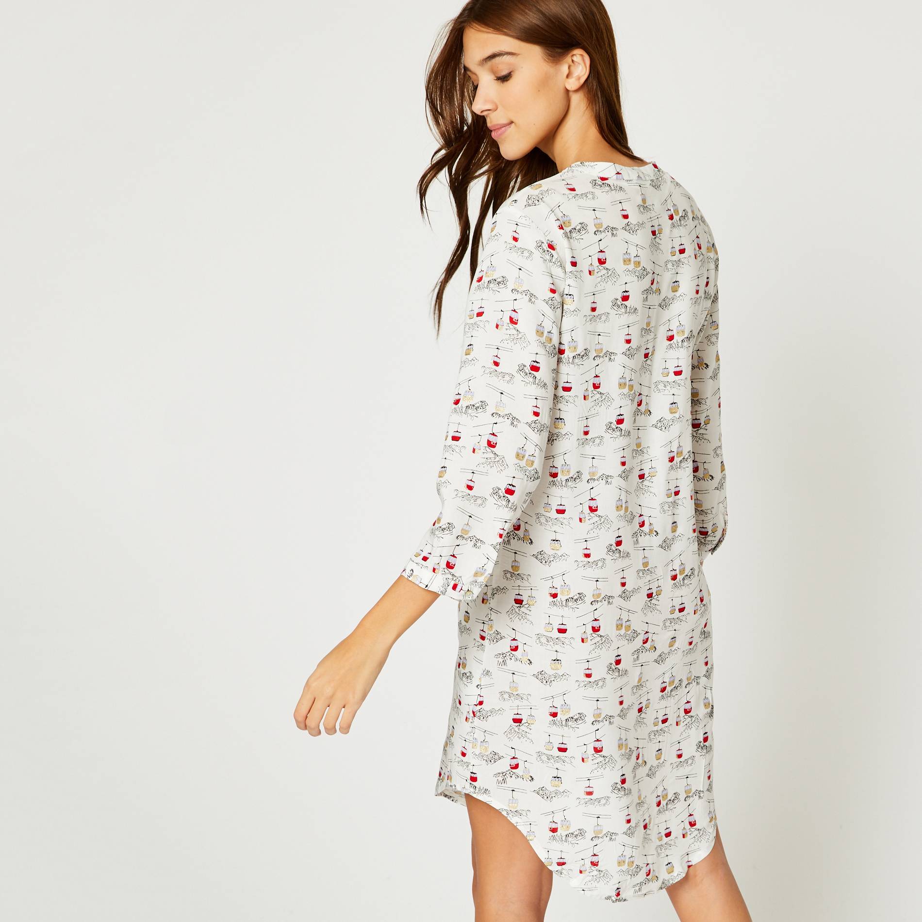 Chemise de nuit imprimee, Blanc, large image number 1