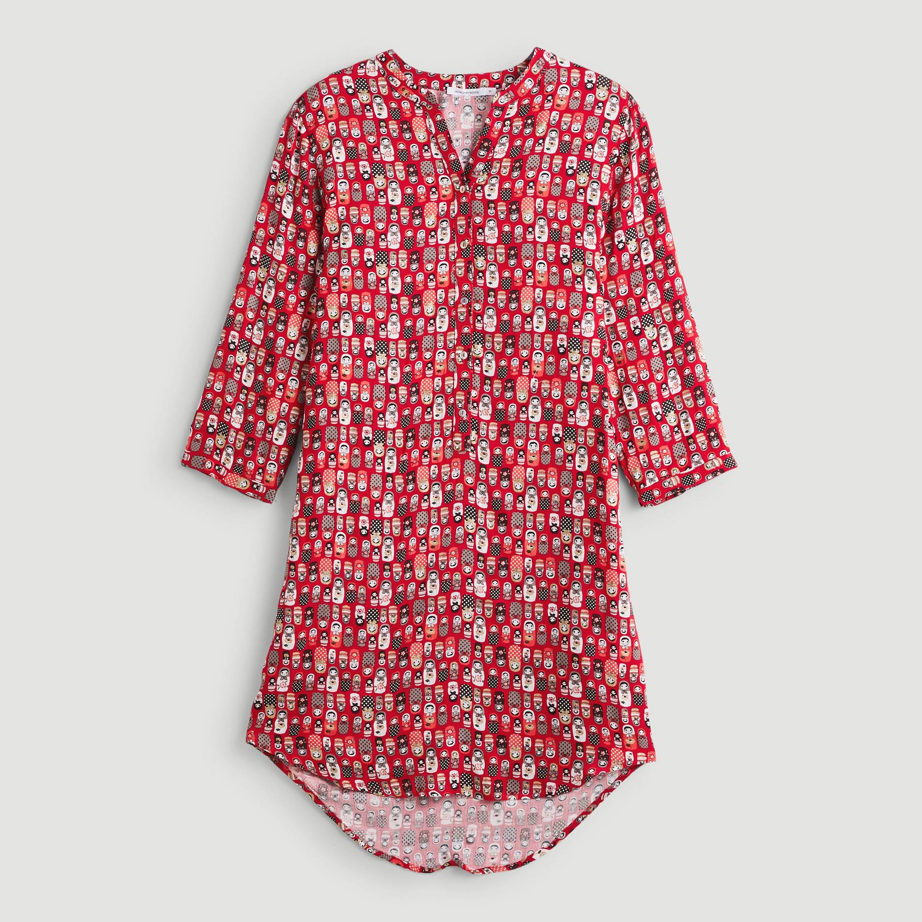 Chemise de nuit imprimee, Rouge, large image number 2