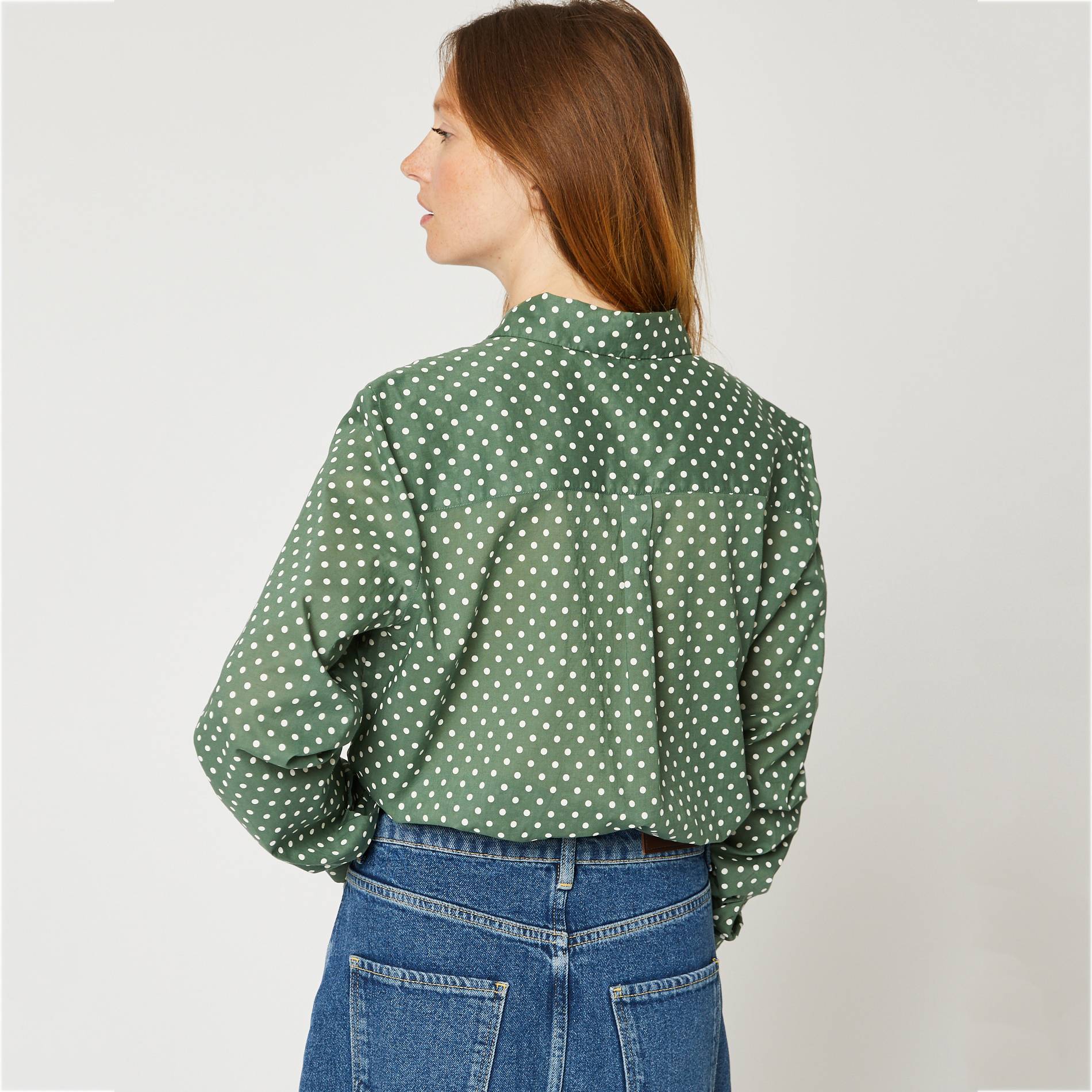 Chemise a pois en coton BIO, Tilleul, large image number 1