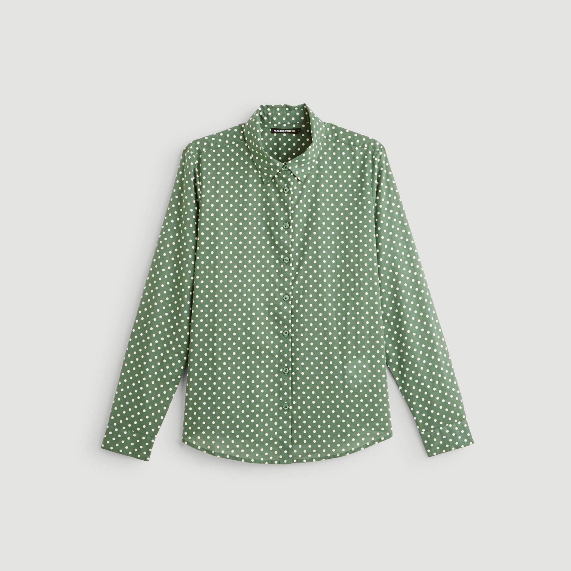 Chemise a pois en coton BIO, Tilleul, large image number 2.0