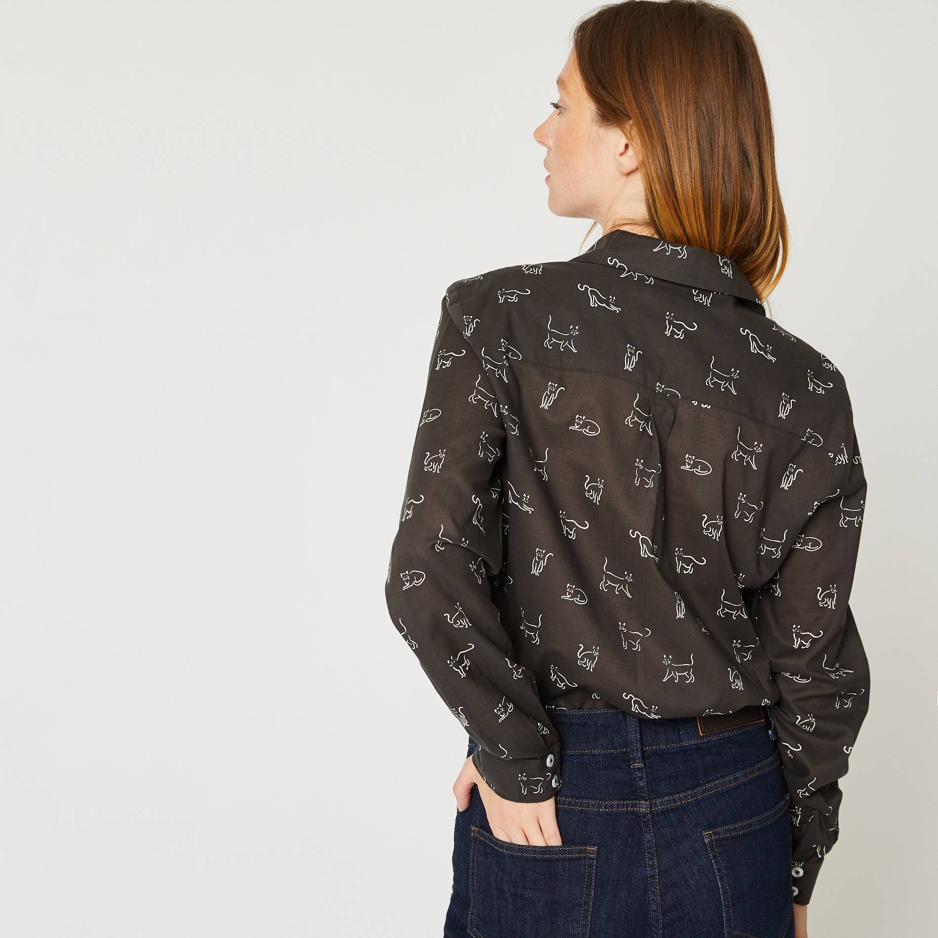 Chemise manches longues en coton BIO, Noir, large image number 1