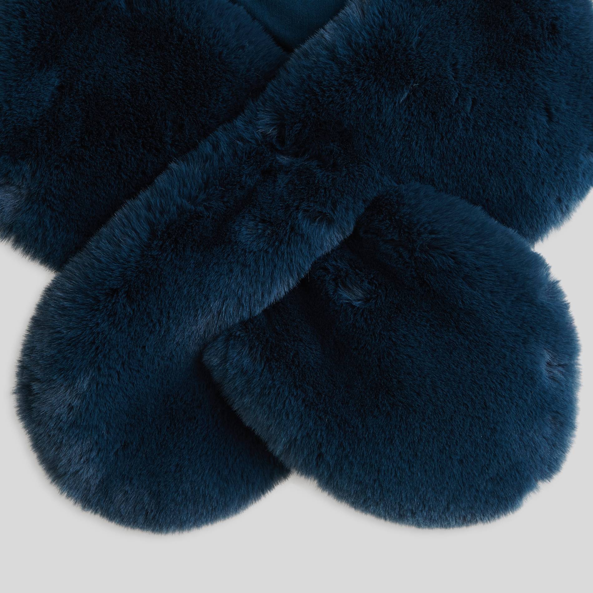 Echarpe fausse fourrure, Bleu marine, large image number 1.0