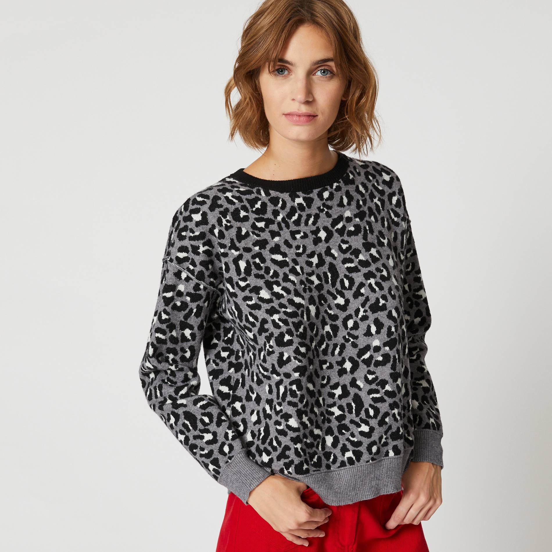 Pull en jacquard, Gris moyen, large image number 0