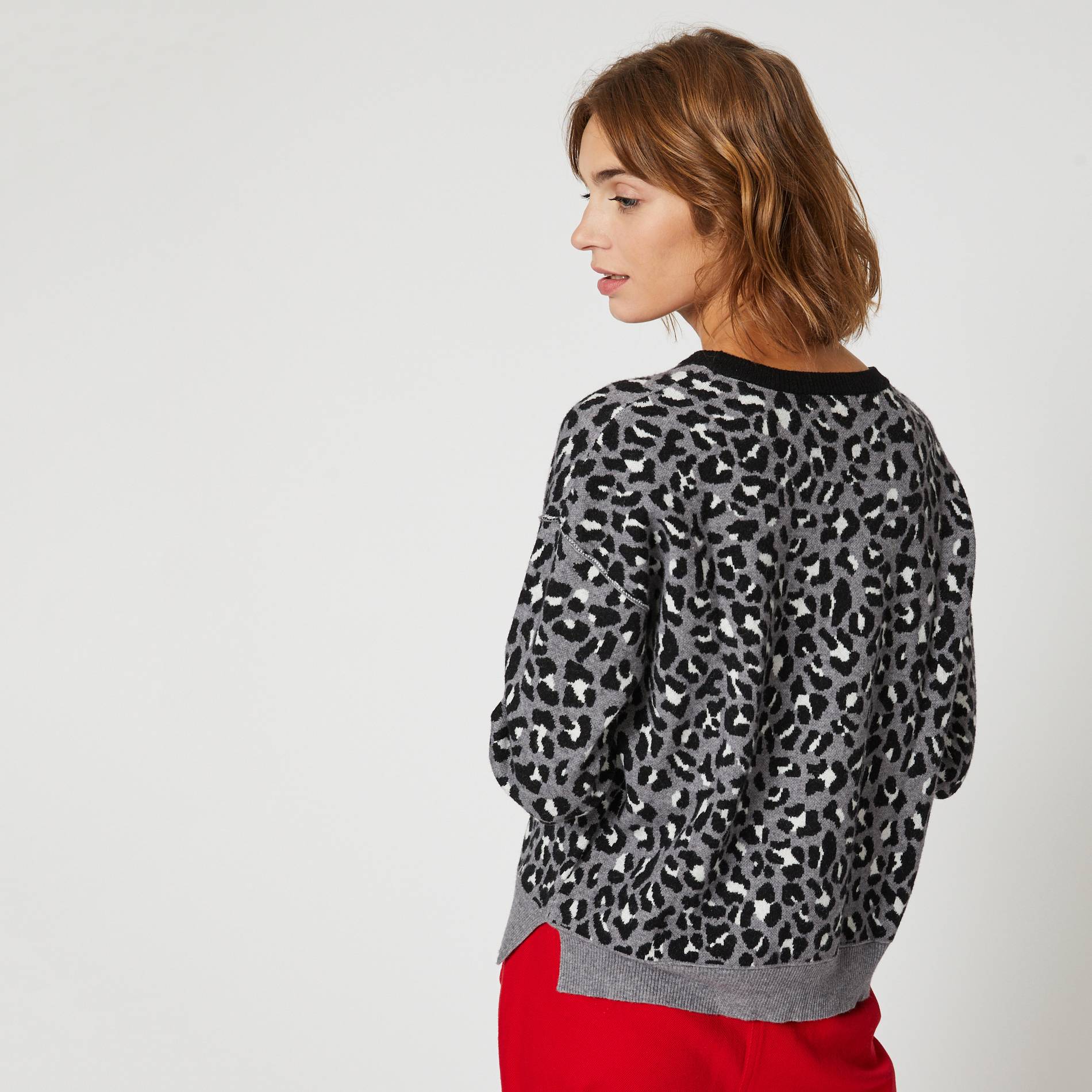 Pull en jacquard, Gris moyen, large image number 1