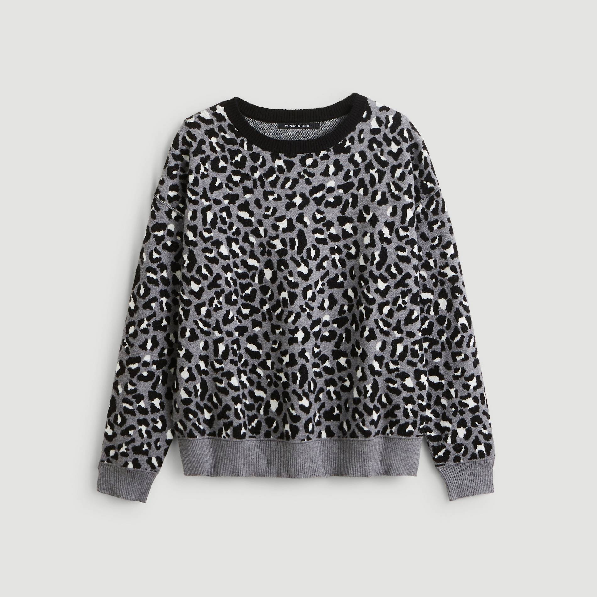 Pull en jacquard, Gris moyen, large image number 2