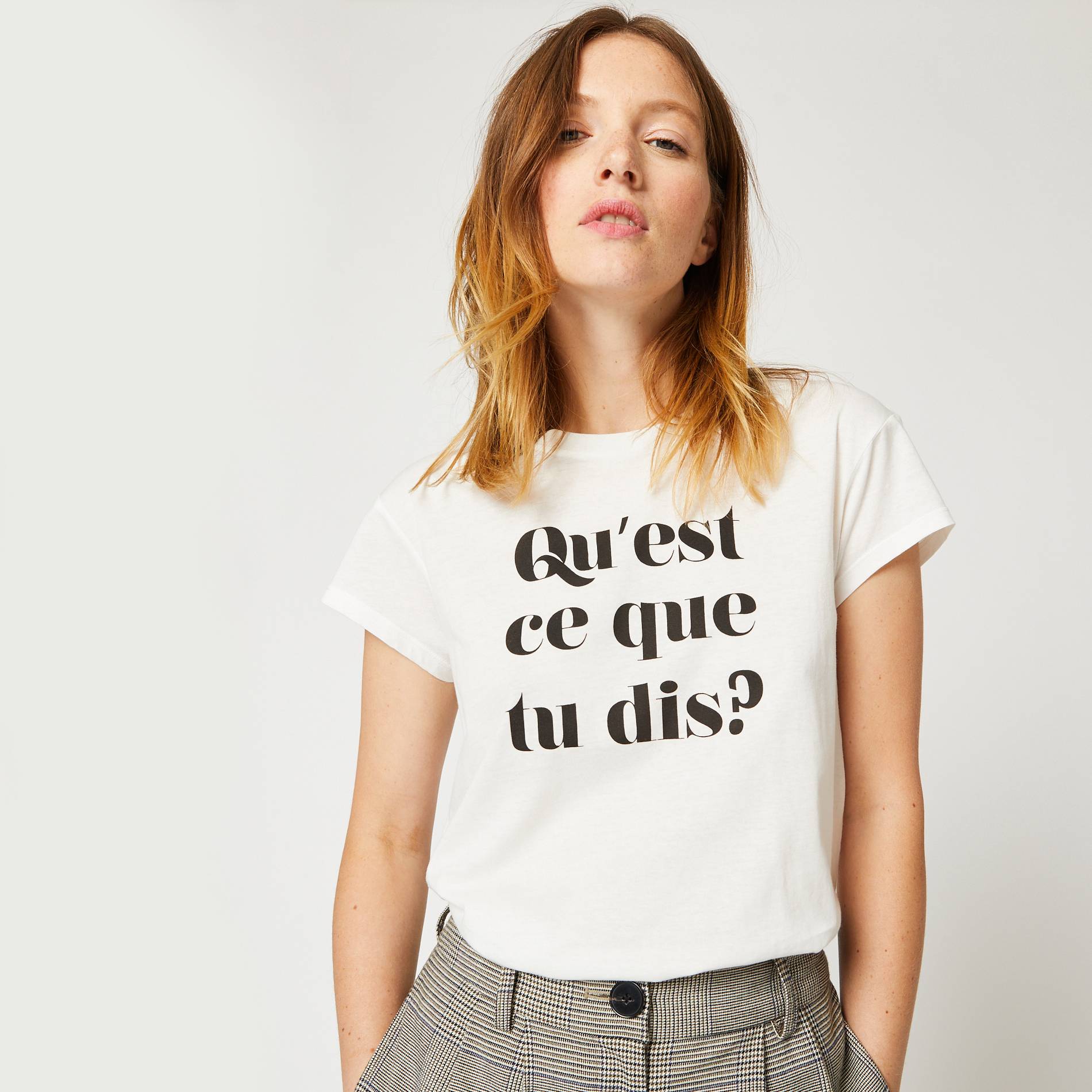T-shirt manches courtes a message en coton BIO, Ecru, large image number 0.0