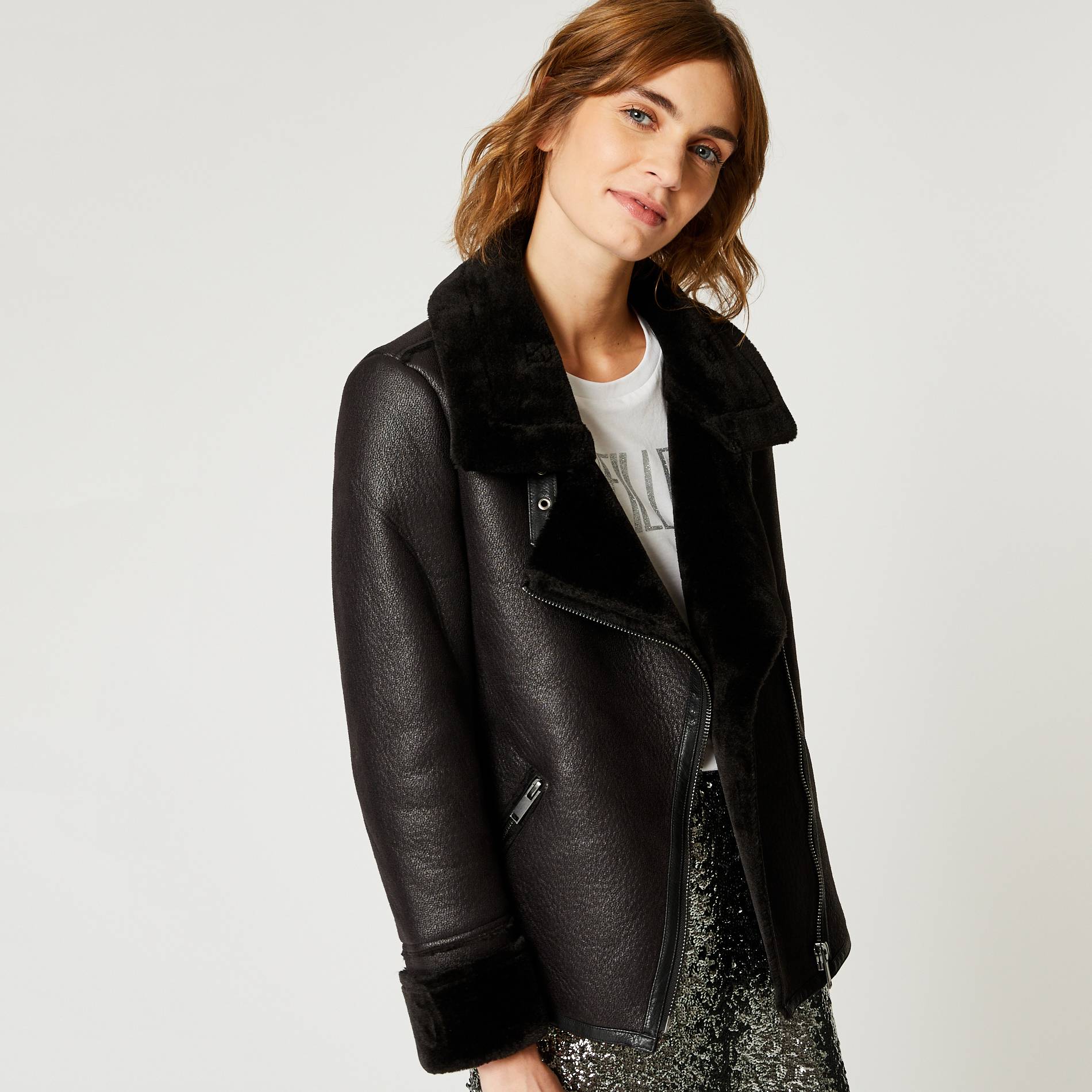 Veste sherpa, Noir, large image number 0