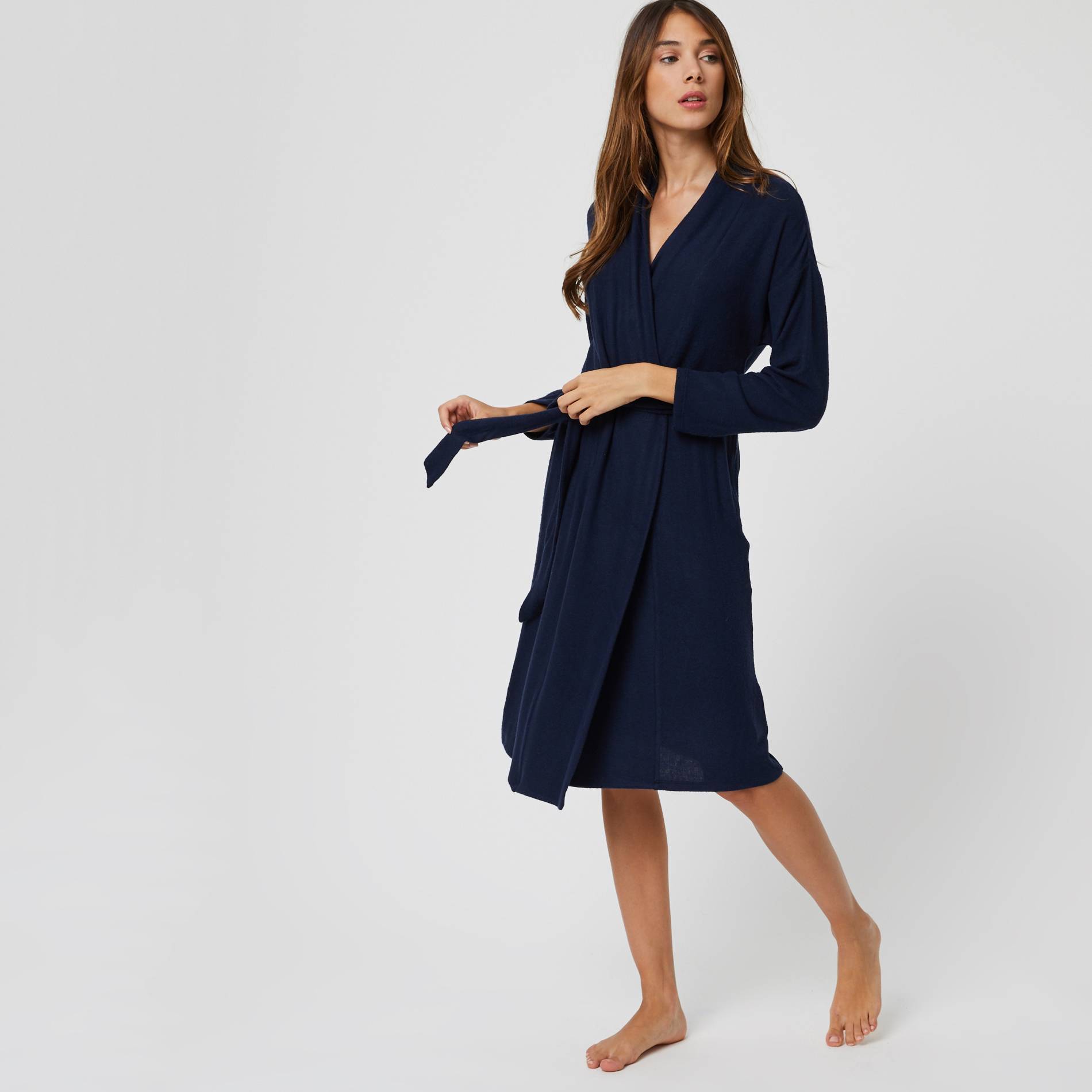 Gilet long en doudou, Indigo, large image number 0
