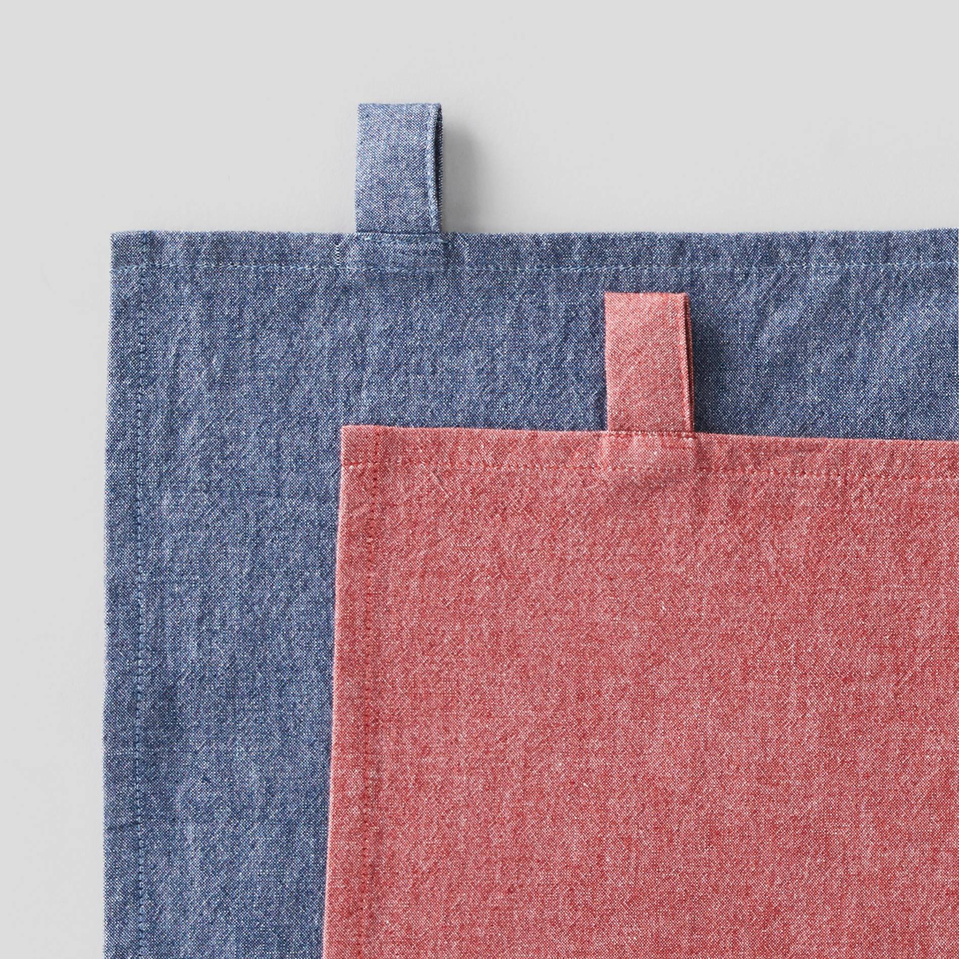 Torchon chambray lavé - 50x70cm, Rouge cuit, large image number 1