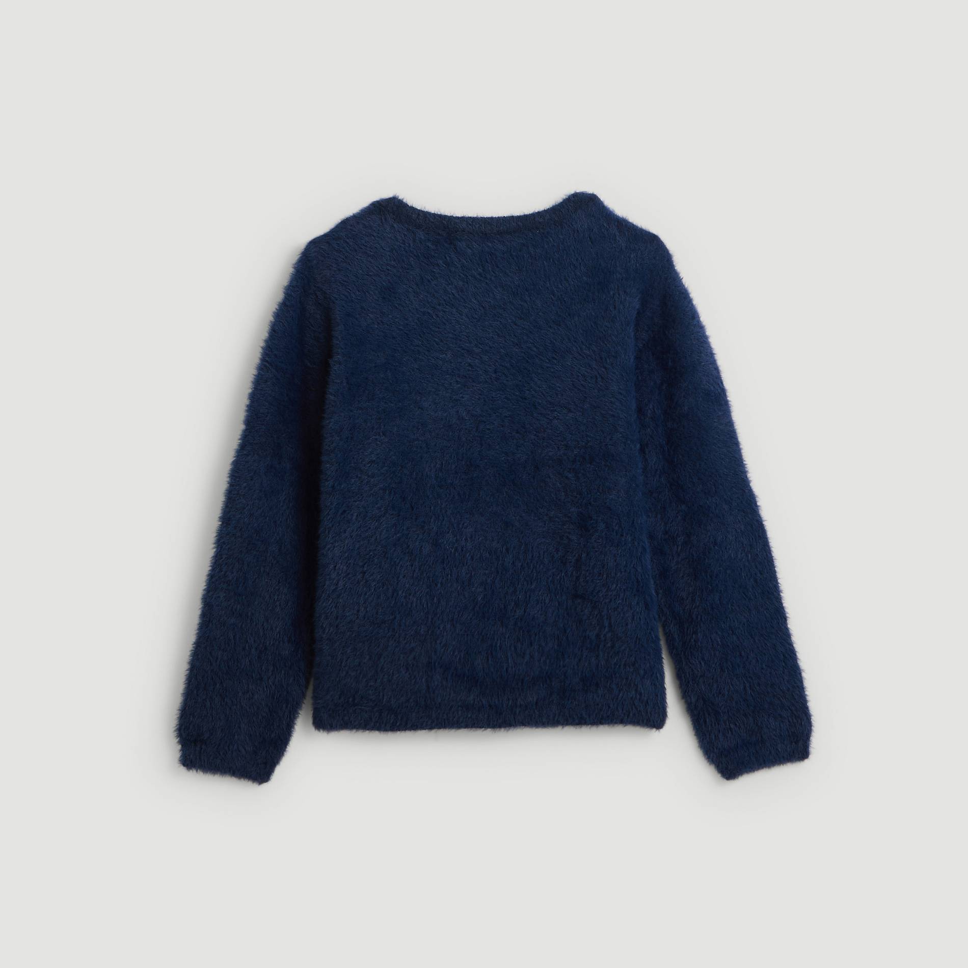 Pull intarsia imprime, Bleu marine, large image number 1