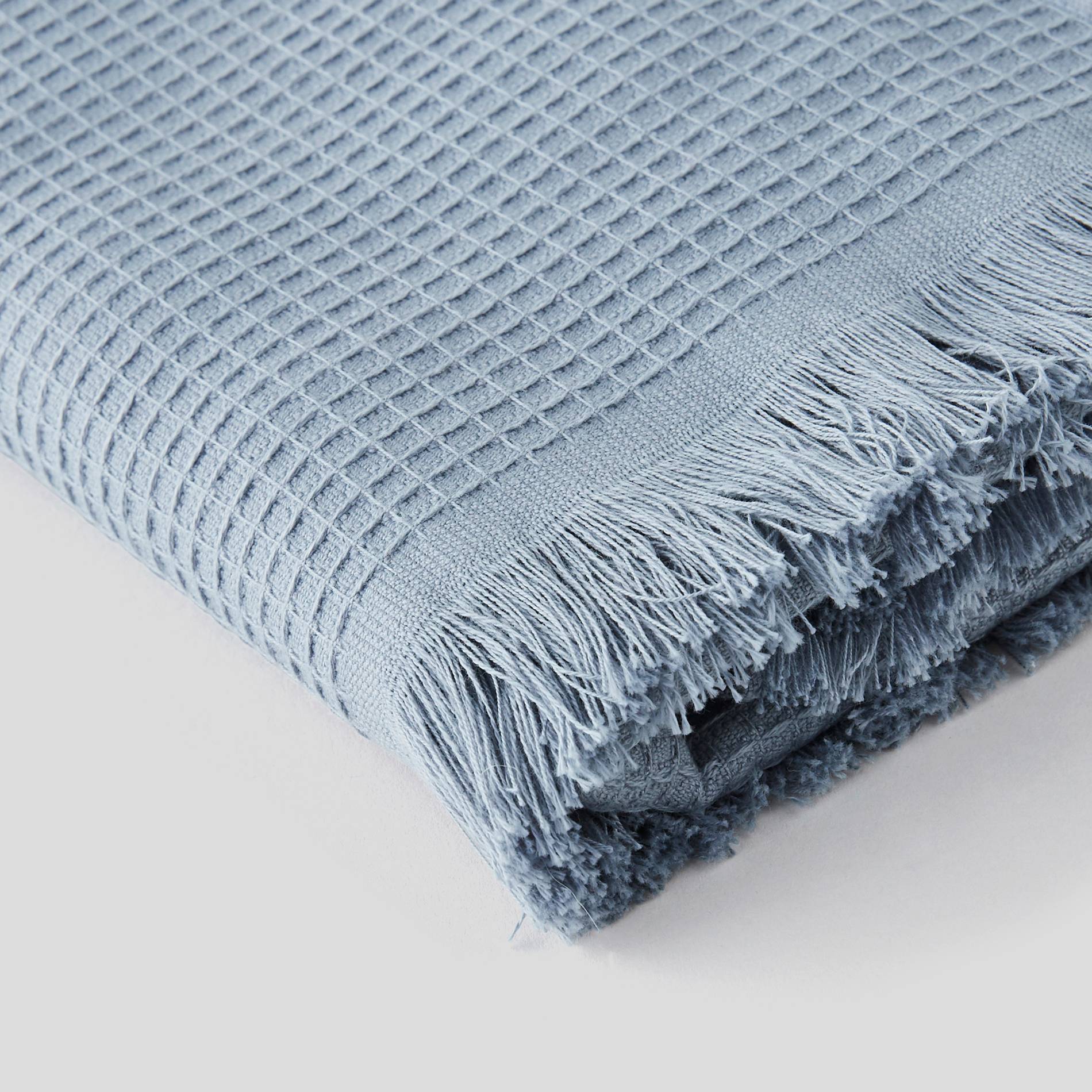 Serviette de toilette, nid d'abeille doublé éponge - 50x90cm, Bleu gris, large image number 1.0