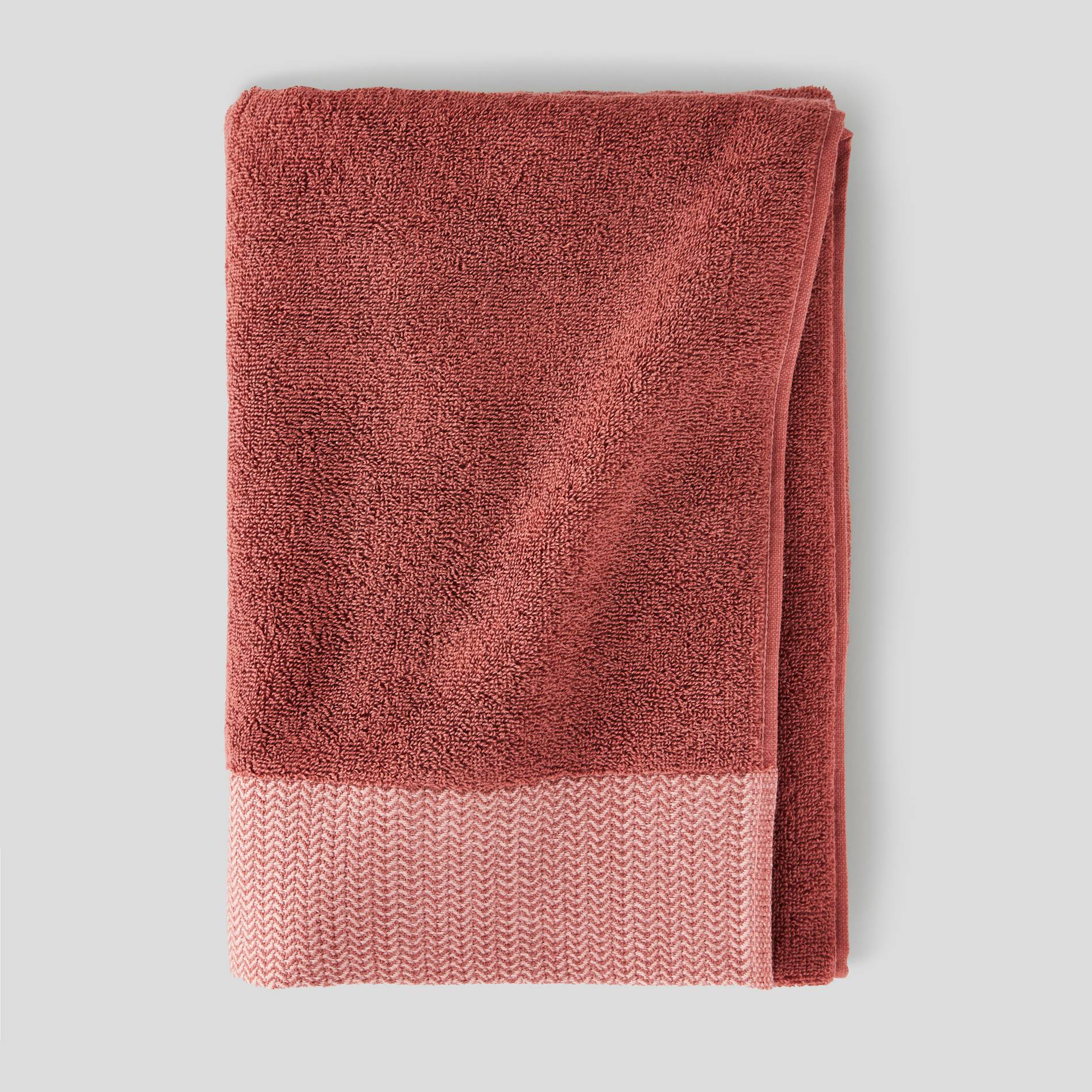 Drap de bain avec liteau chevron - 140x70cm, Rouge cuit, large image number 0.0