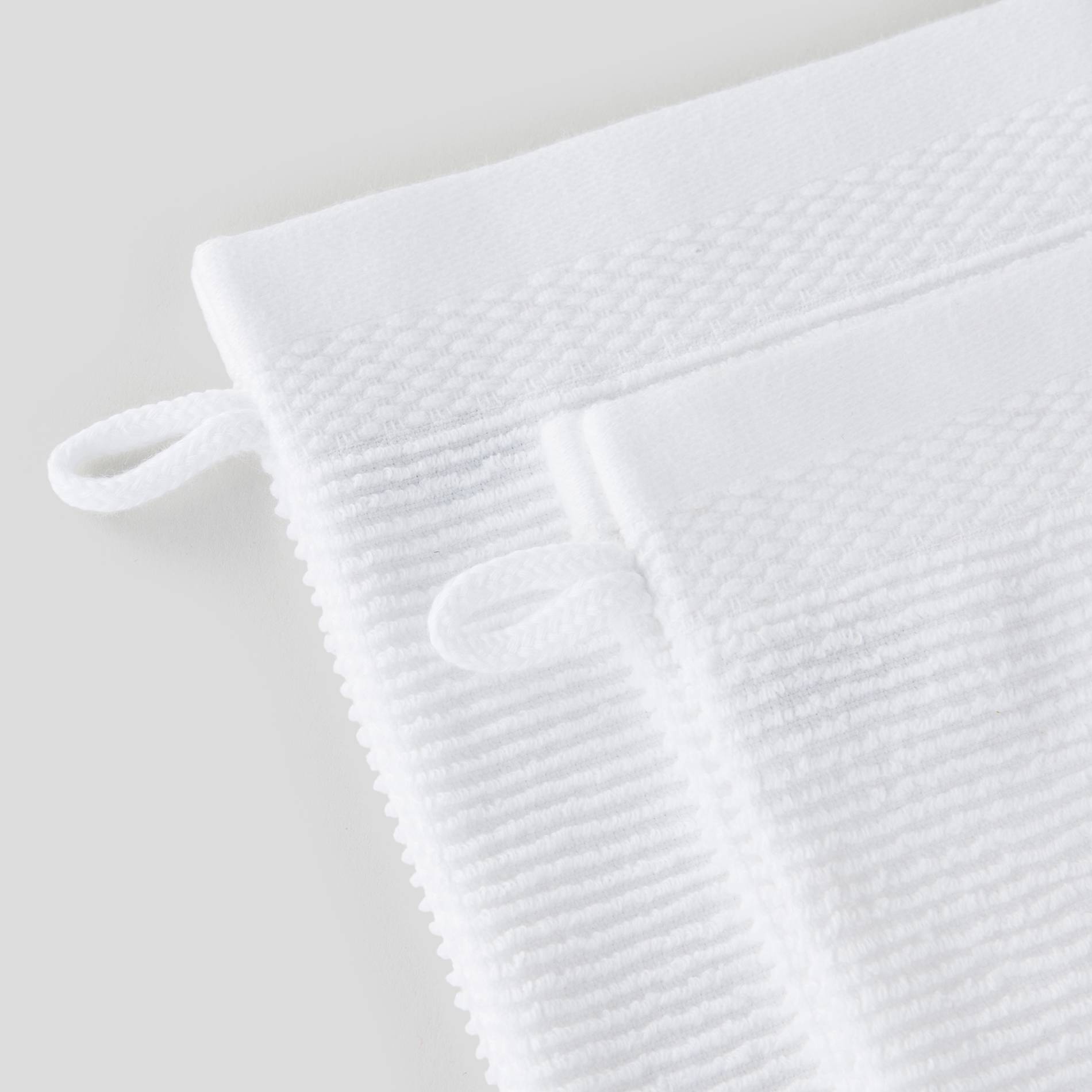 2 gants de toilette avec liteau large, Blanc, large image number 1