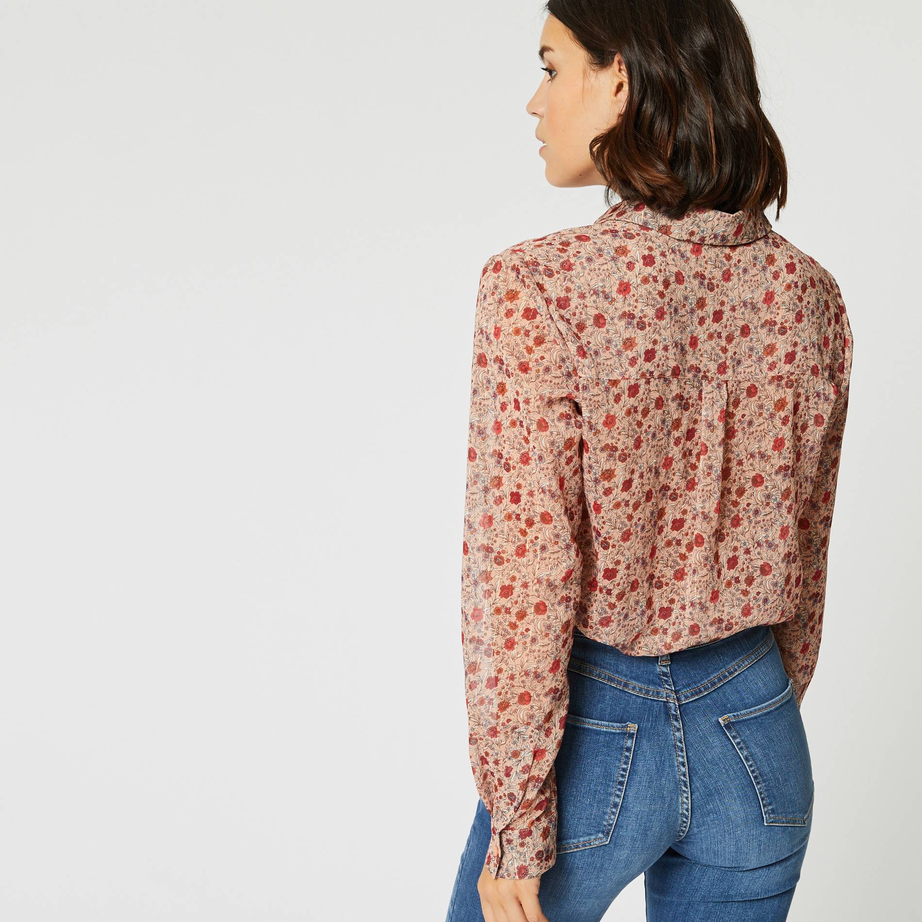 Chemise manches longues imprimee fleurs, Bois de rose, large image number 1