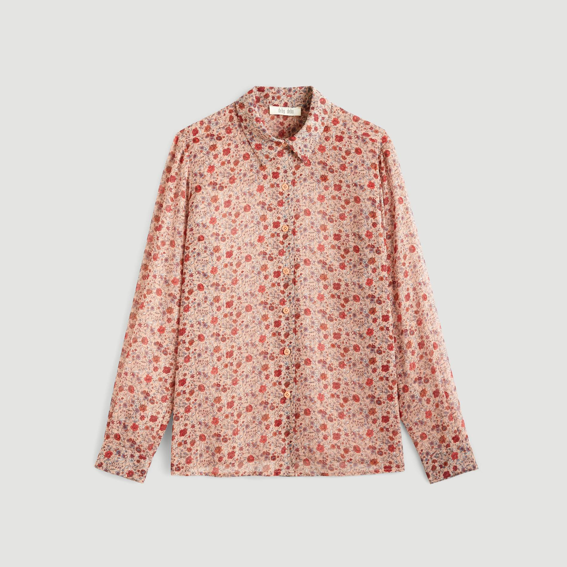 Chemise manches longues imprimee fleurs, Bois de rose, large image number 2.0