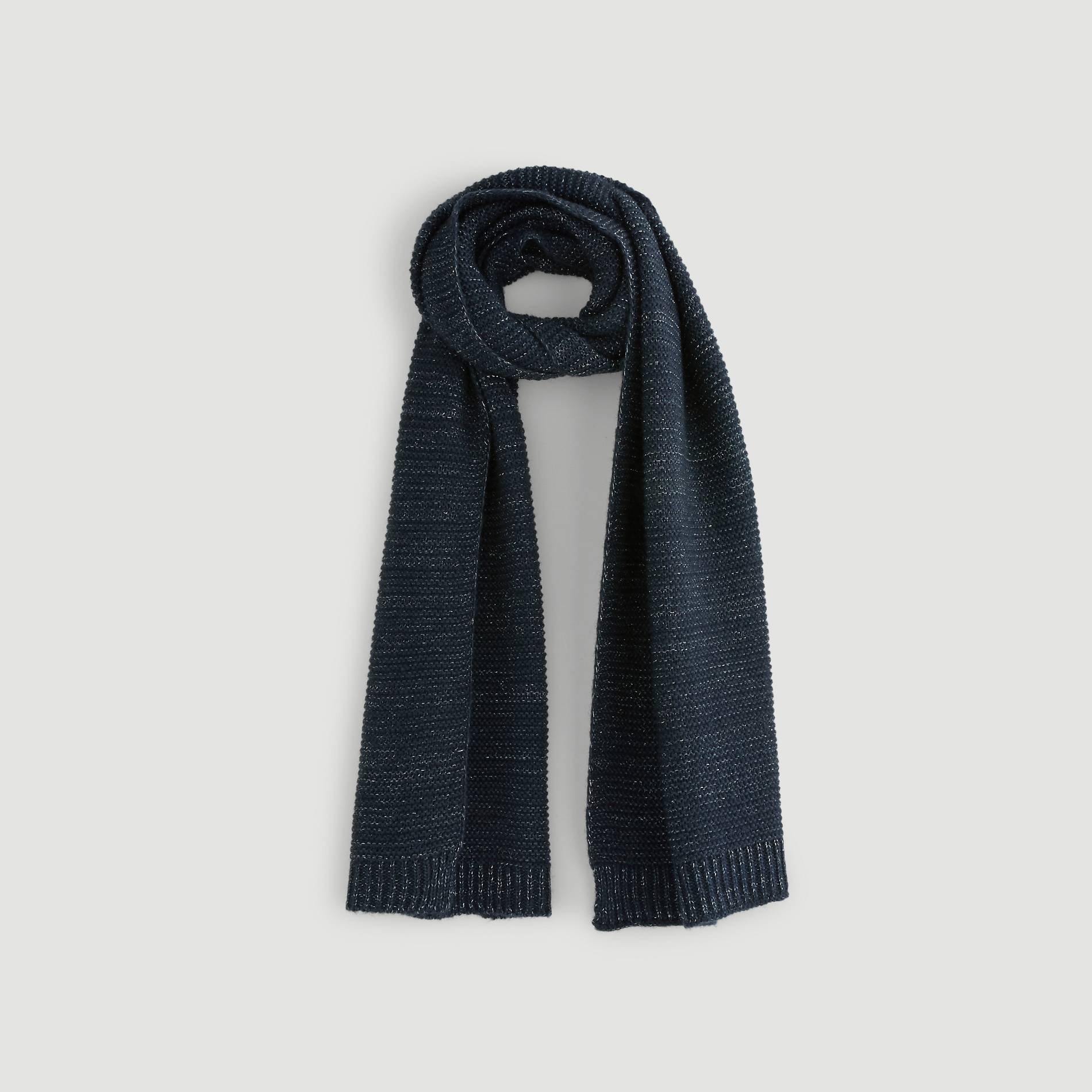 Echarpe en tricot uni effet brillant, Bleu marine, large image number 0