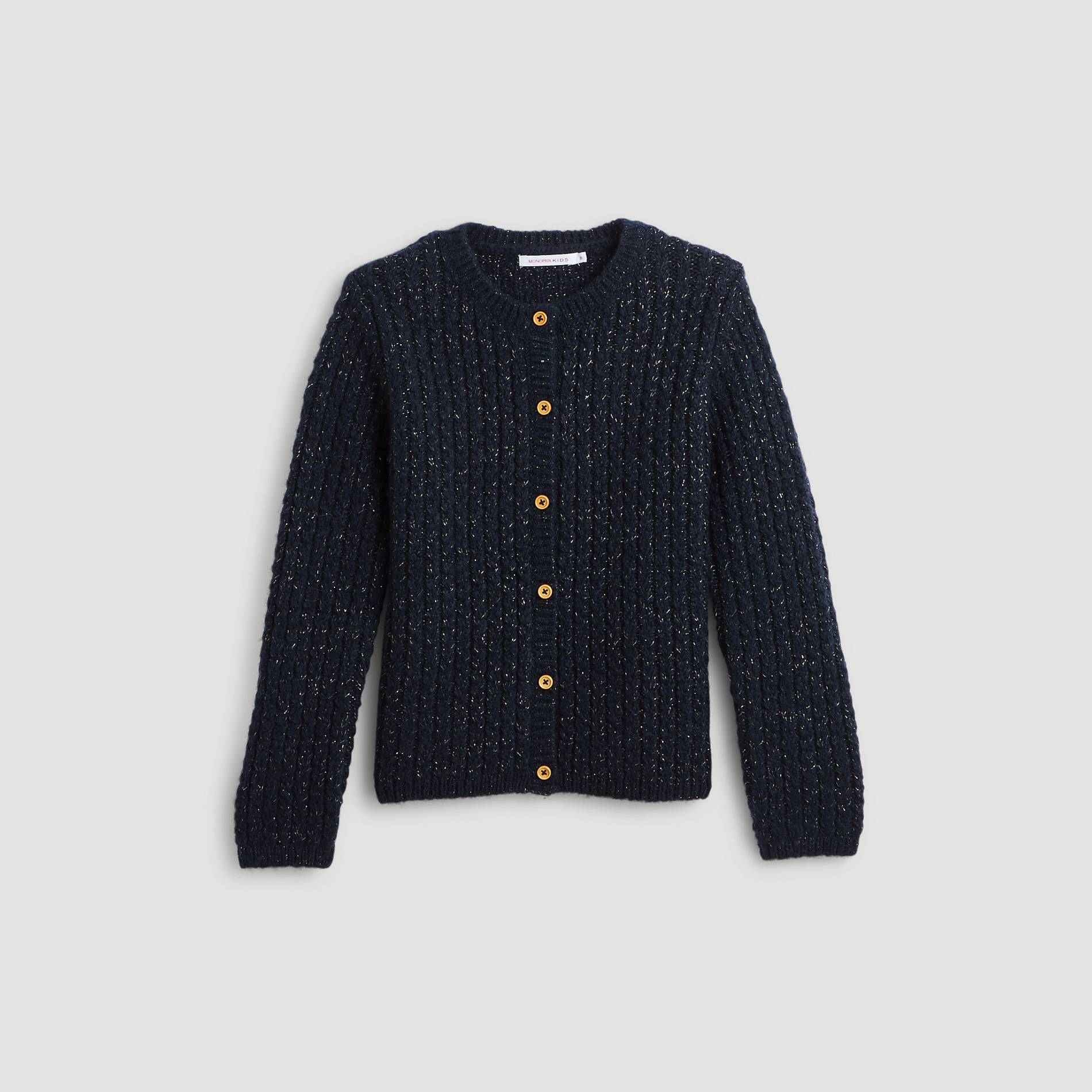 Cardigan brillant, Bleu marine, large image number 0.0