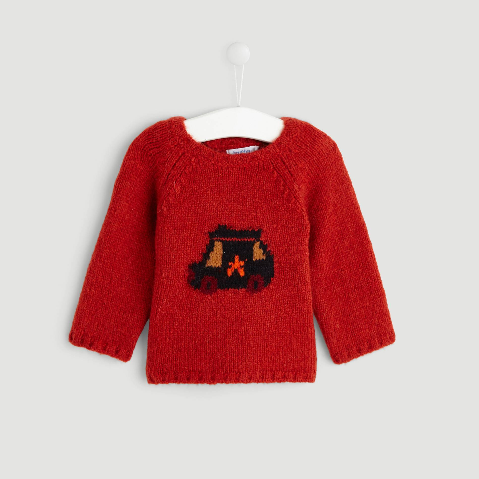 Pull intarsia, Rouge cuit, large image number 0