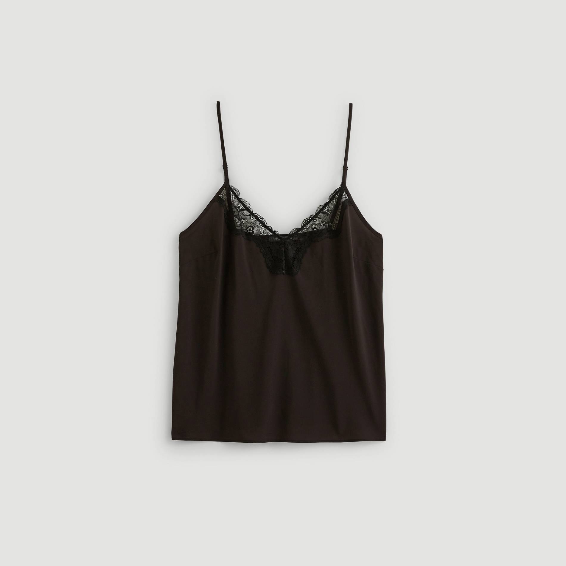 Caraco en chiffon et dentelle, Noir, large image number 2