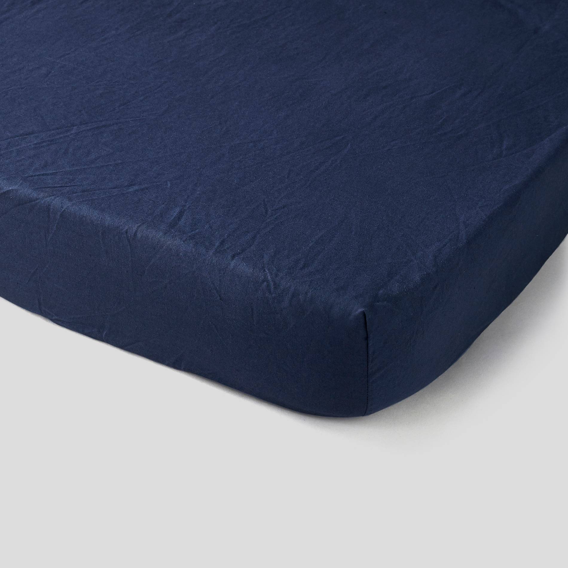 Drap housse en coton et lin - 160x200cm, Bleu gris, large image number 1