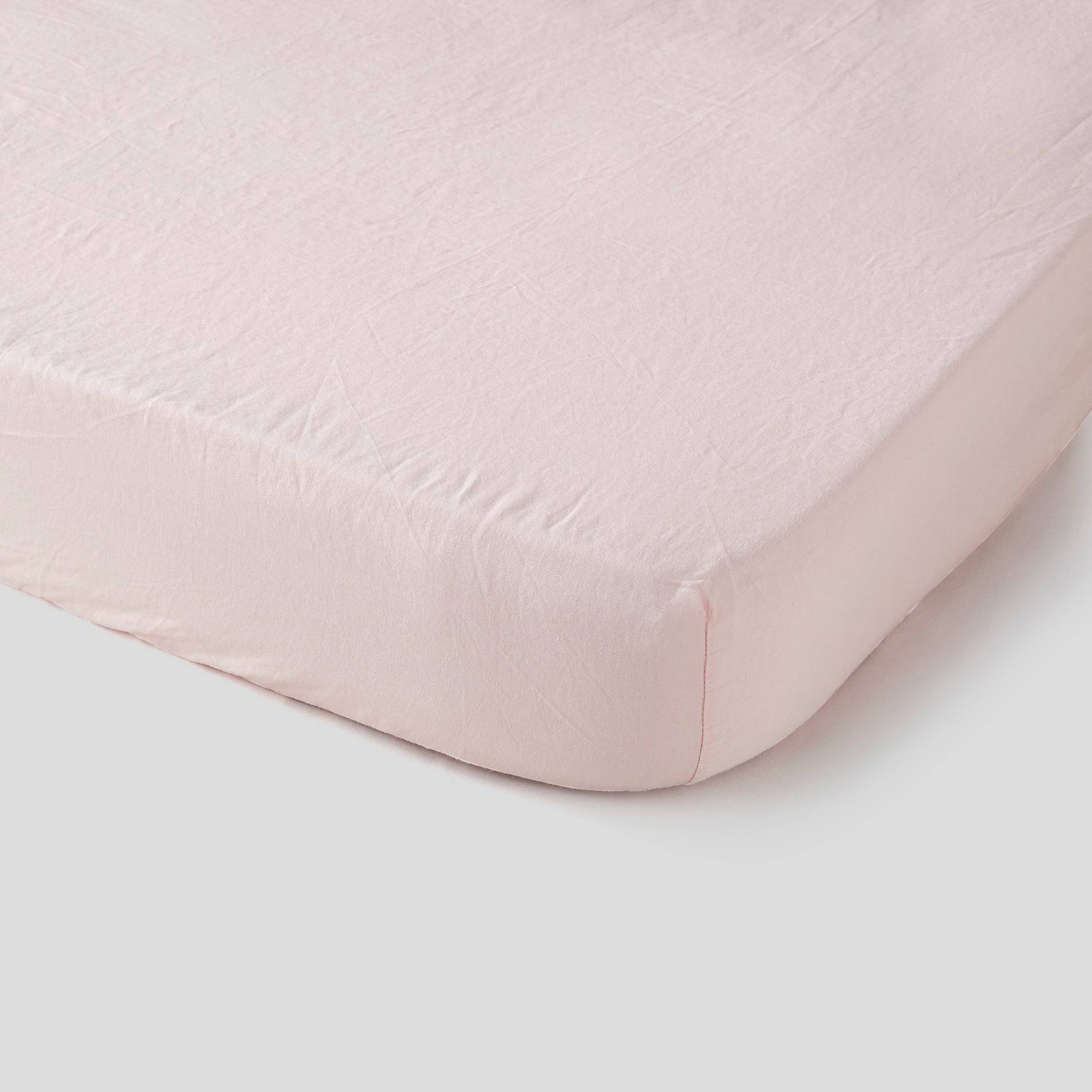 Drap housse en coton et lin - 160x200cm, Bois de rose, large image number 1.0