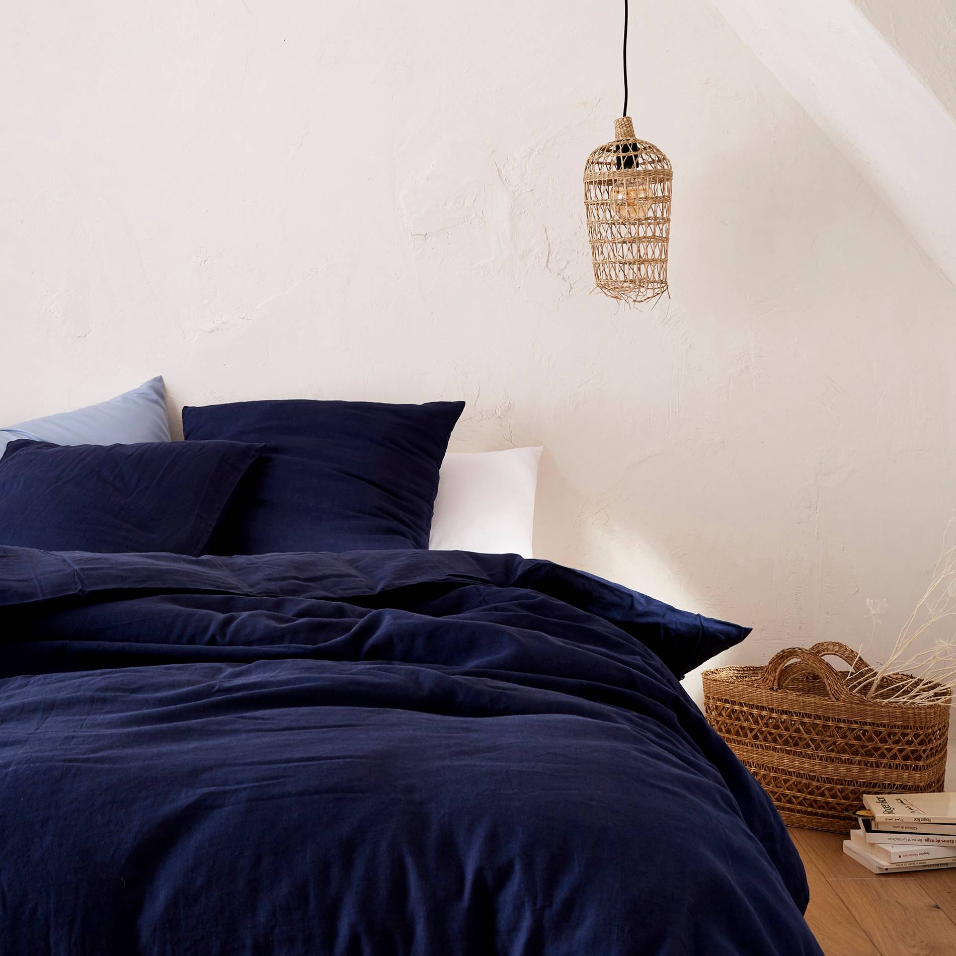 Housse de couette en coton et lin - 220x240cm, Bleu gris, large image number 2