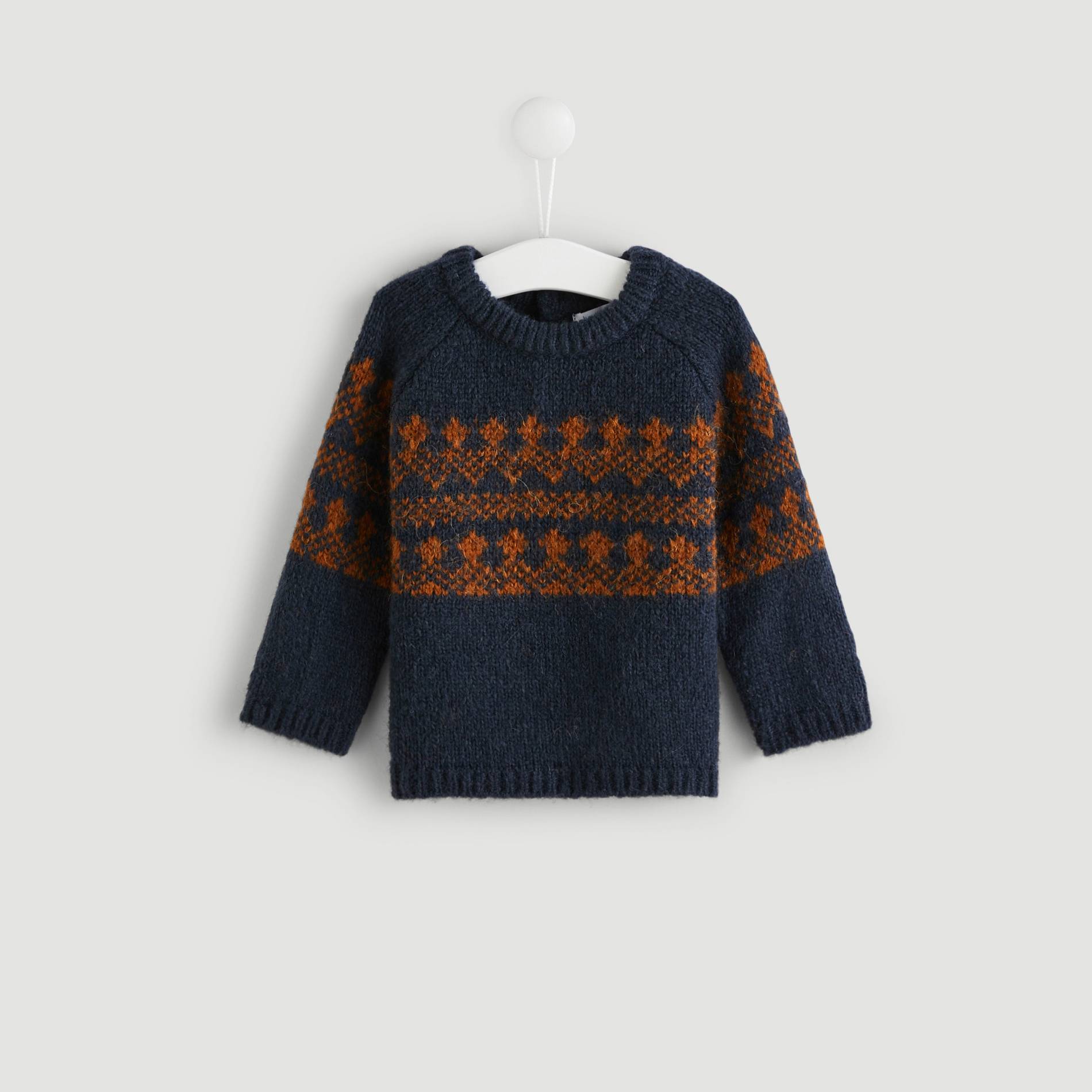 Pull jacquard, Bleu marine, large image number 0