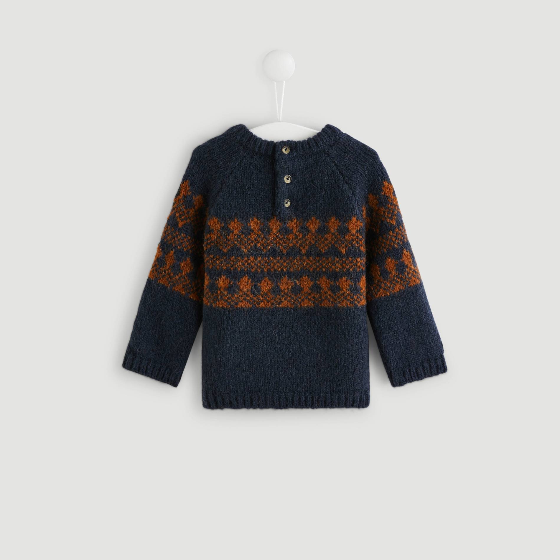Pull jacquard, Bleu marine, large image number 1