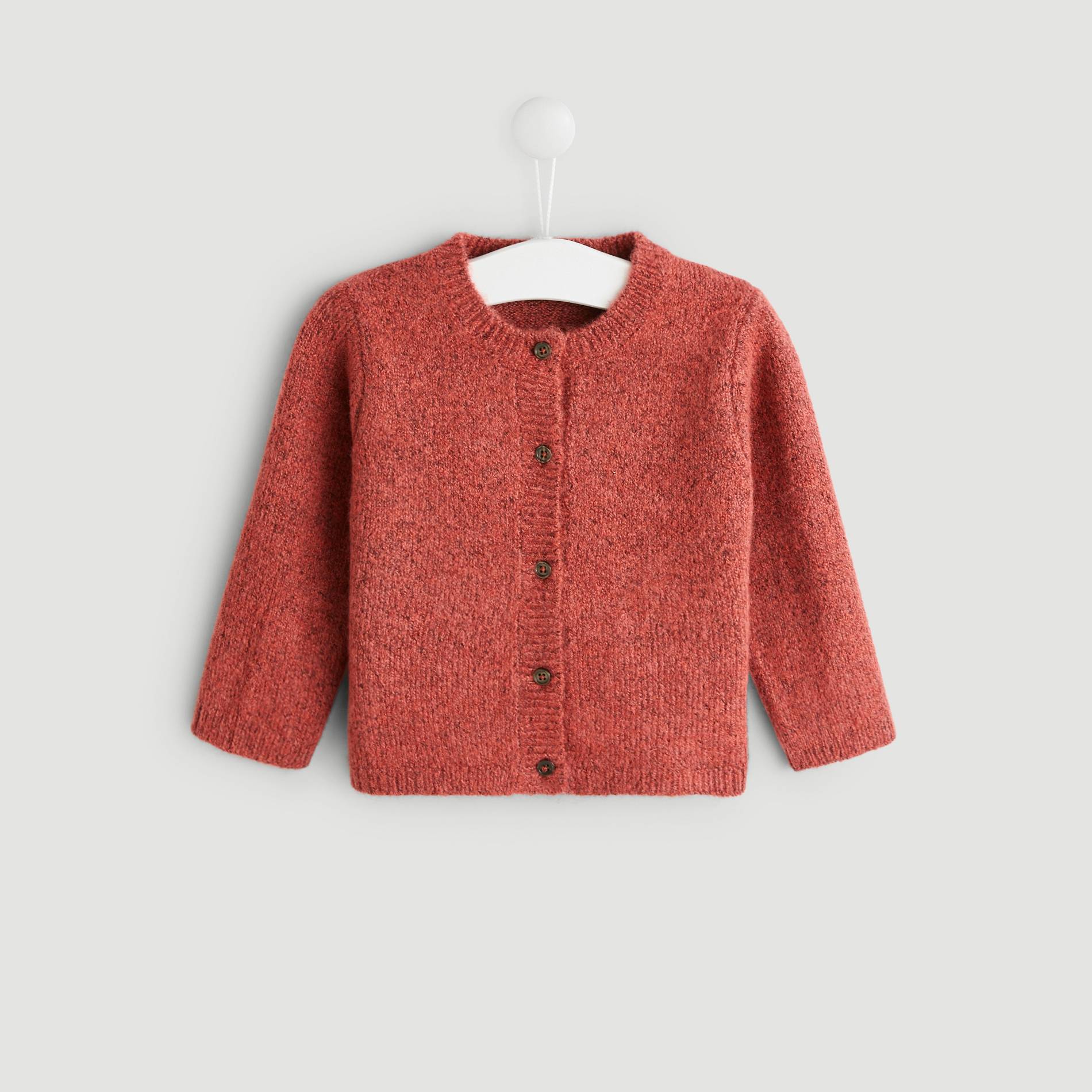 Cardigan uni, Rouge cuit, large image number 0.0