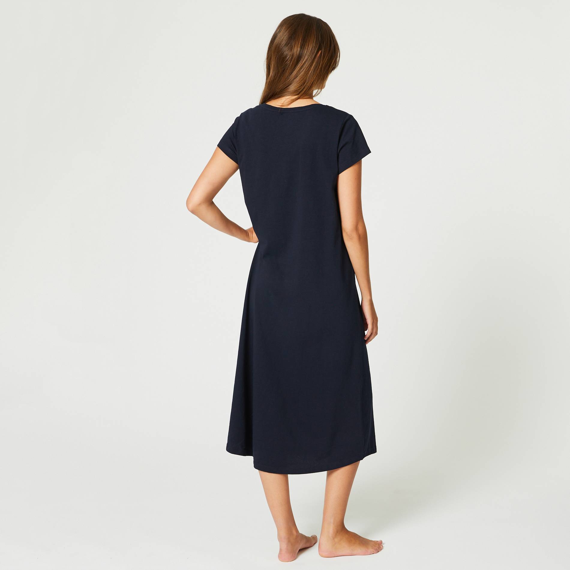 Chemise de nuit brodee en coton BIO, Bleu marine, large image number 1