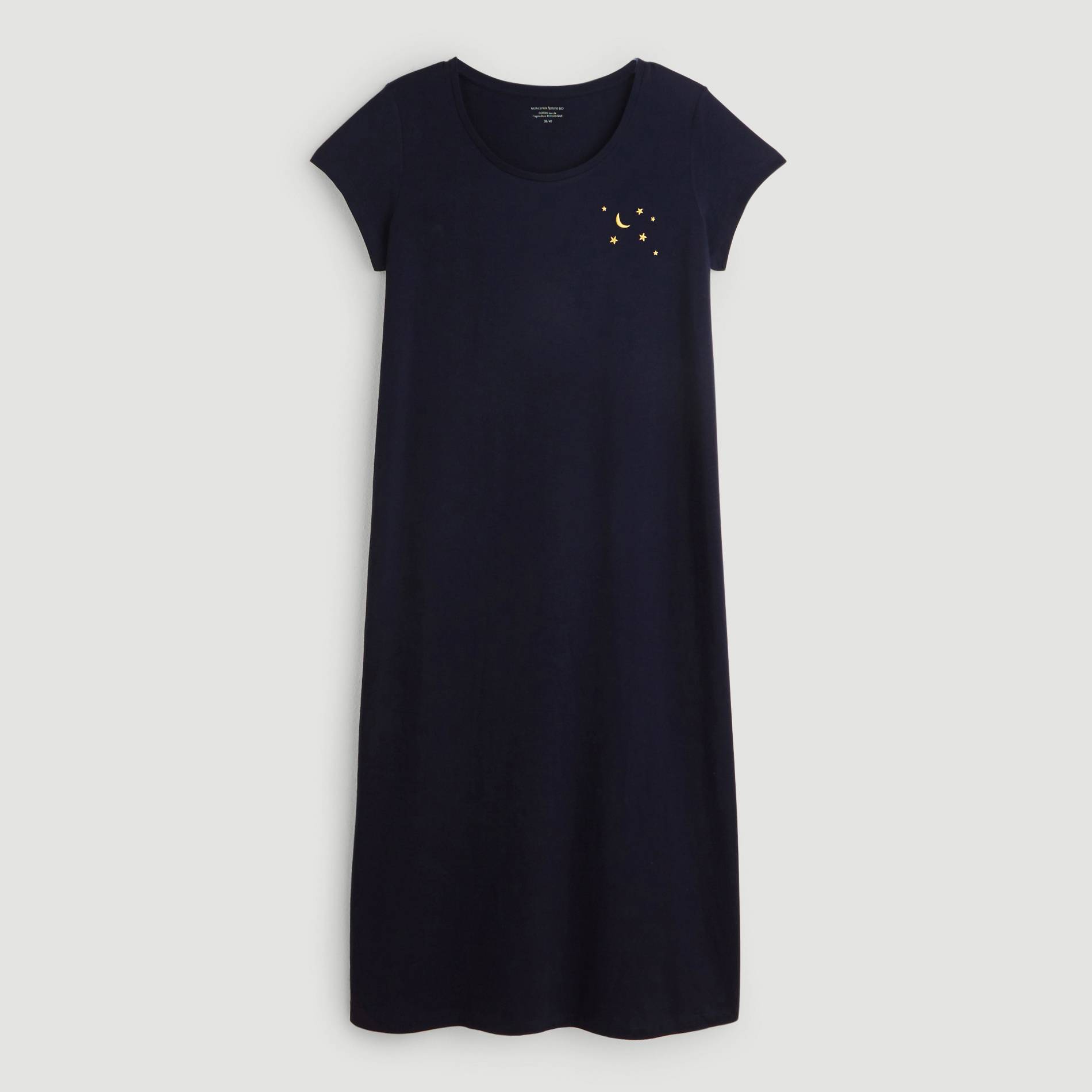 Chemise de nuit brodee en coton BIO, Bleu marine, large image number 2