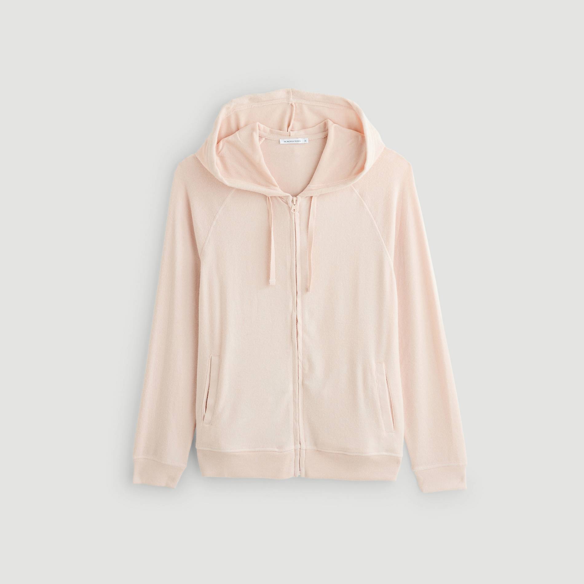 Sweat doudou zippé, Rose pâle, large image number 2.0